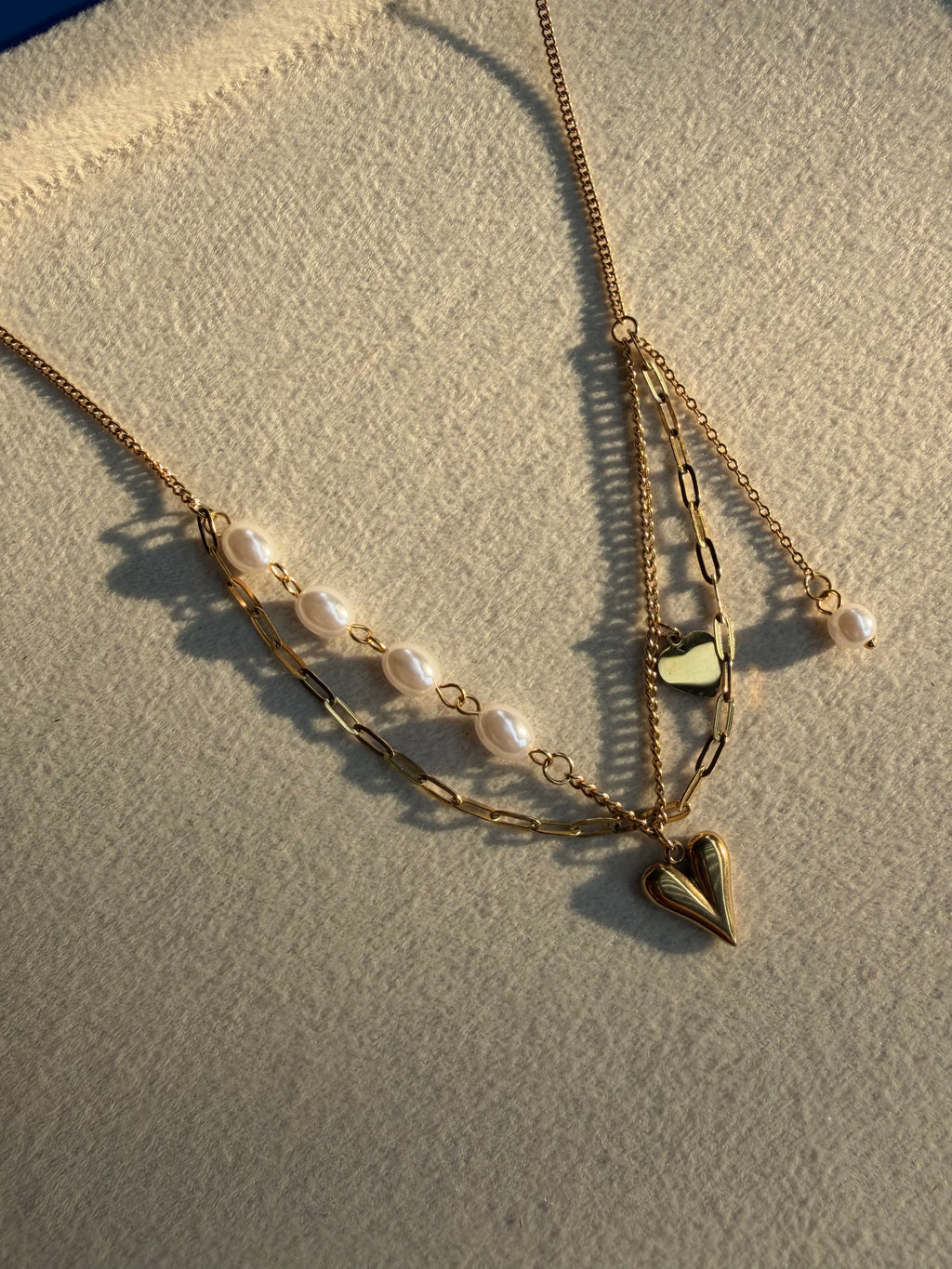 Pearl & Heart Double Layer Necklace