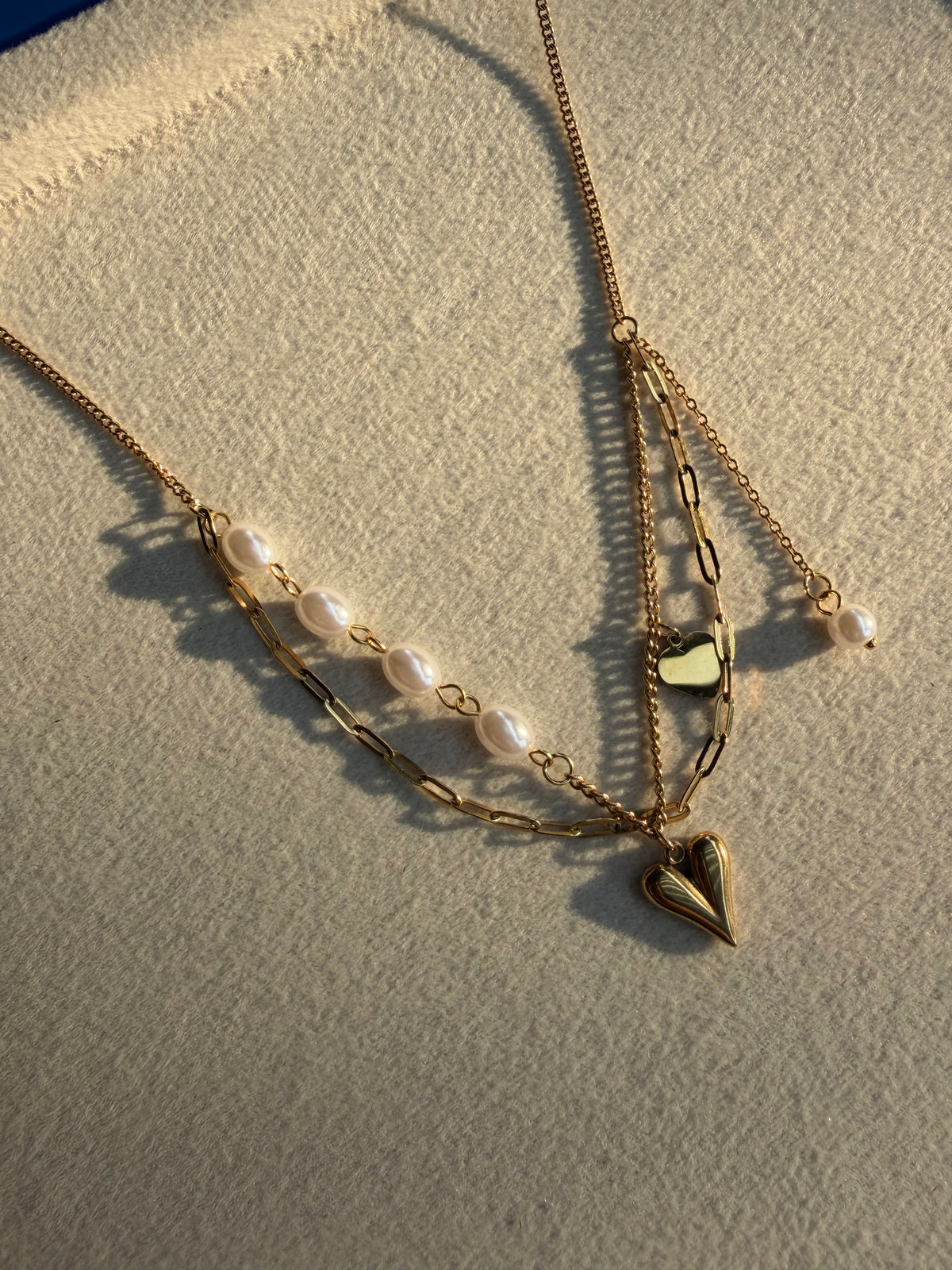 Pearl & Heart Double Layer Necklace