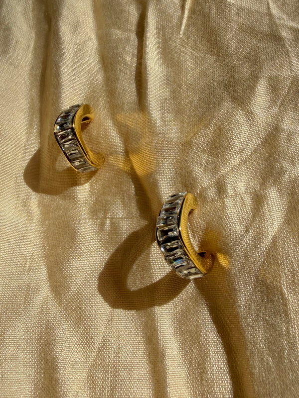 Baguette Crystal Hoop Earrings