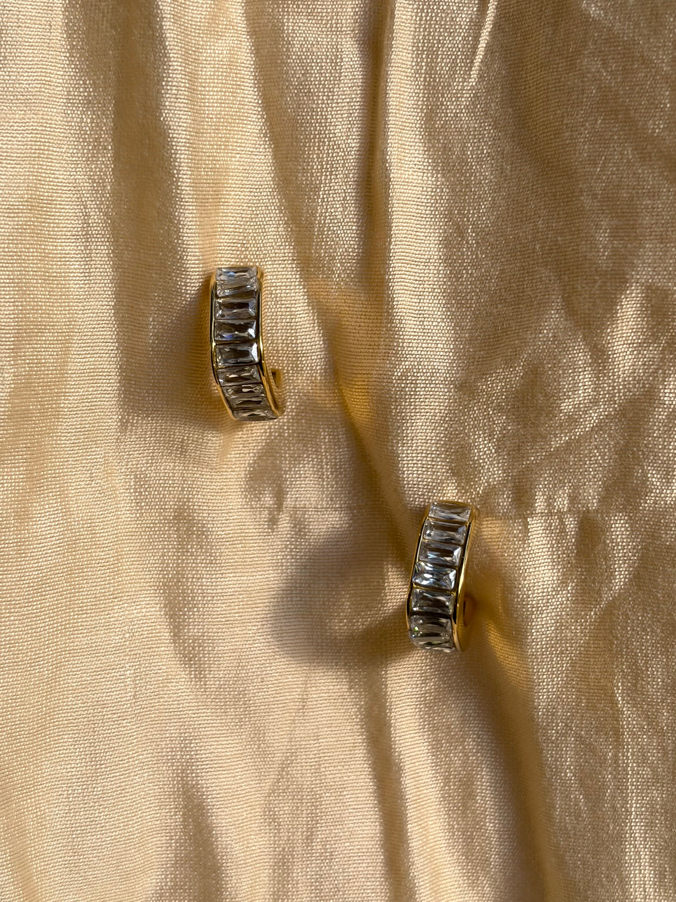 Baguette Crystal Hoop Earrings