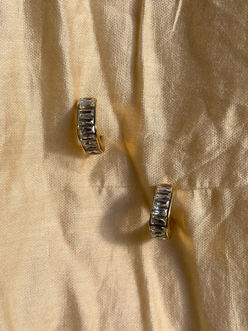 Baguette Crystal Hoop Earrings