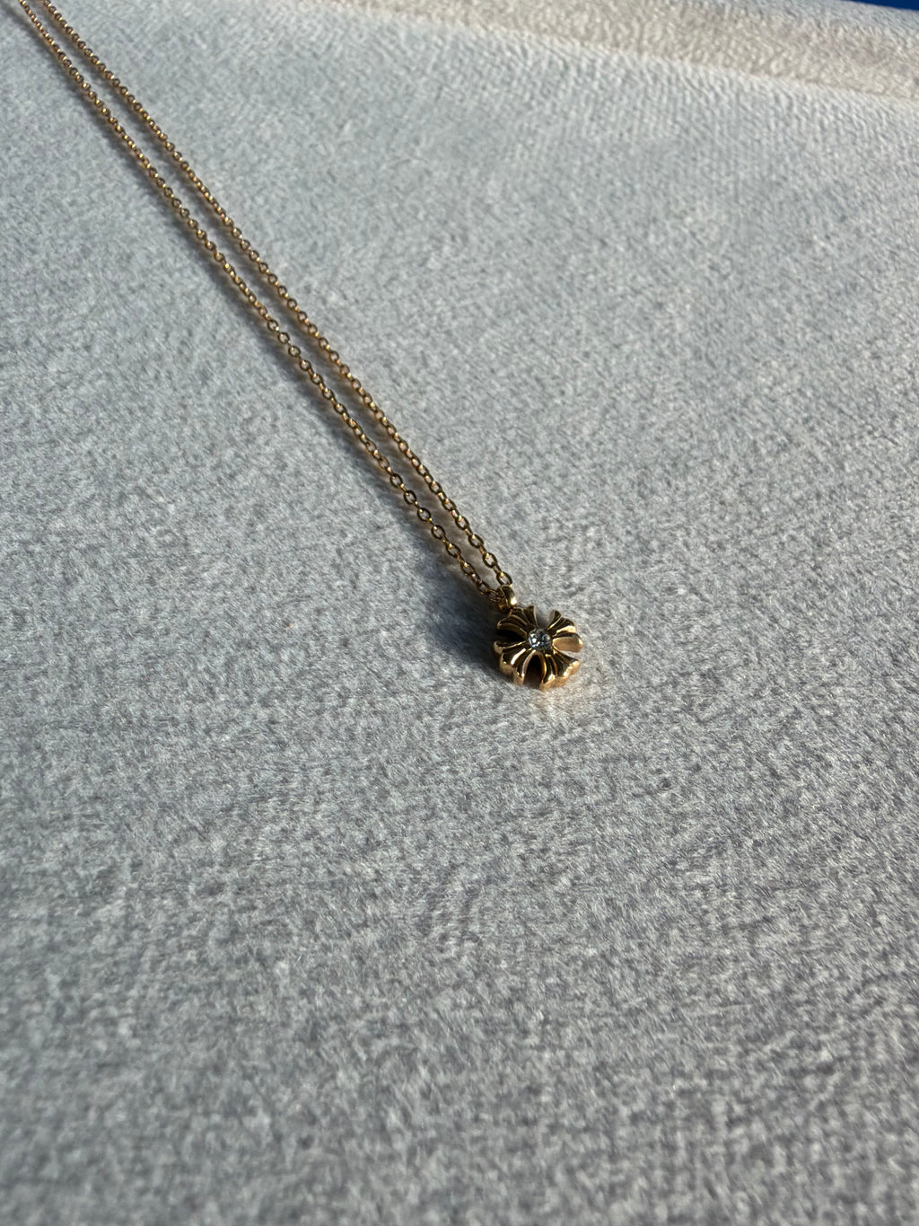 Gold Floral Cross Pendant Neckchain