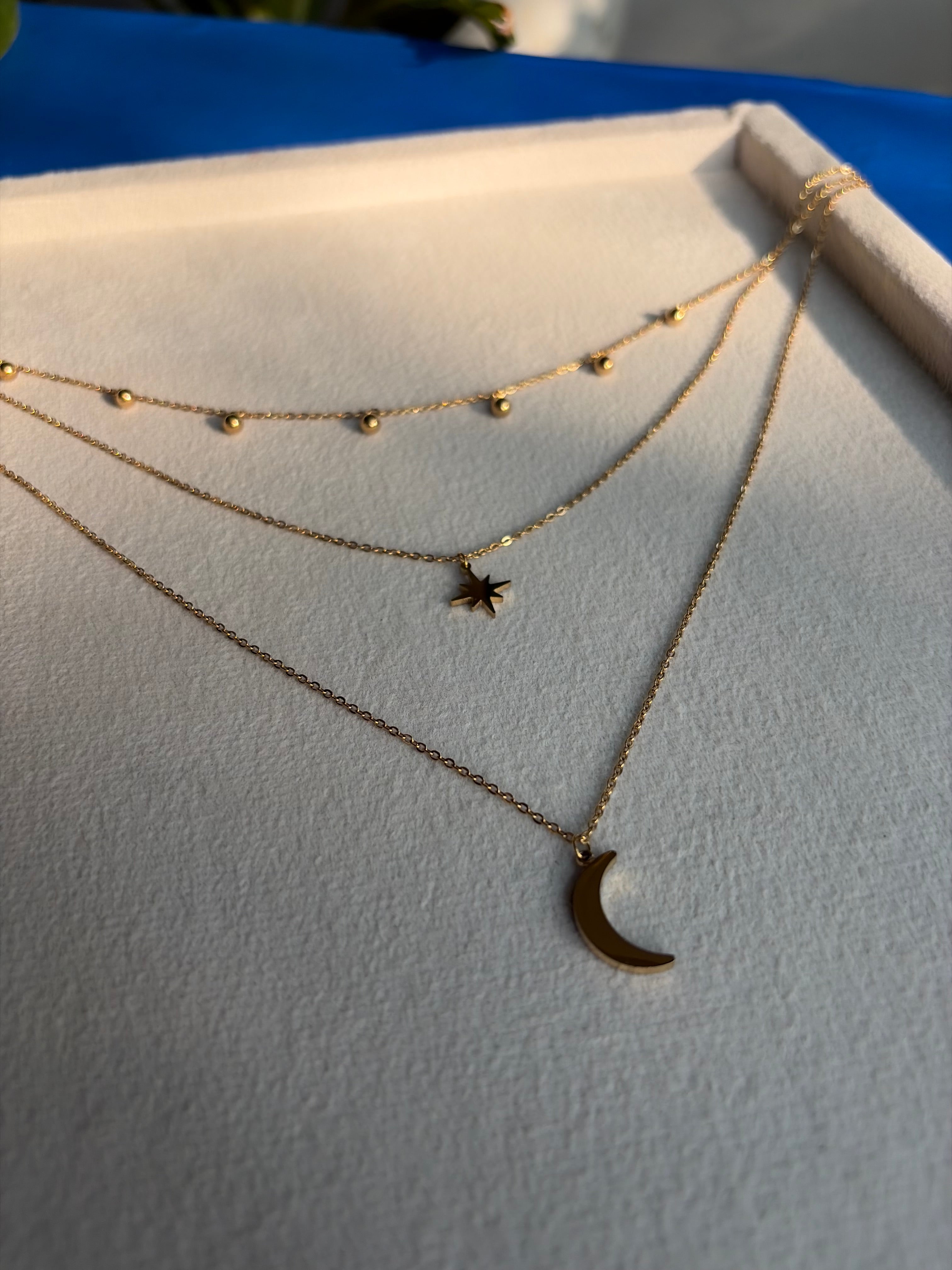 Celestial 3 layered neck chain