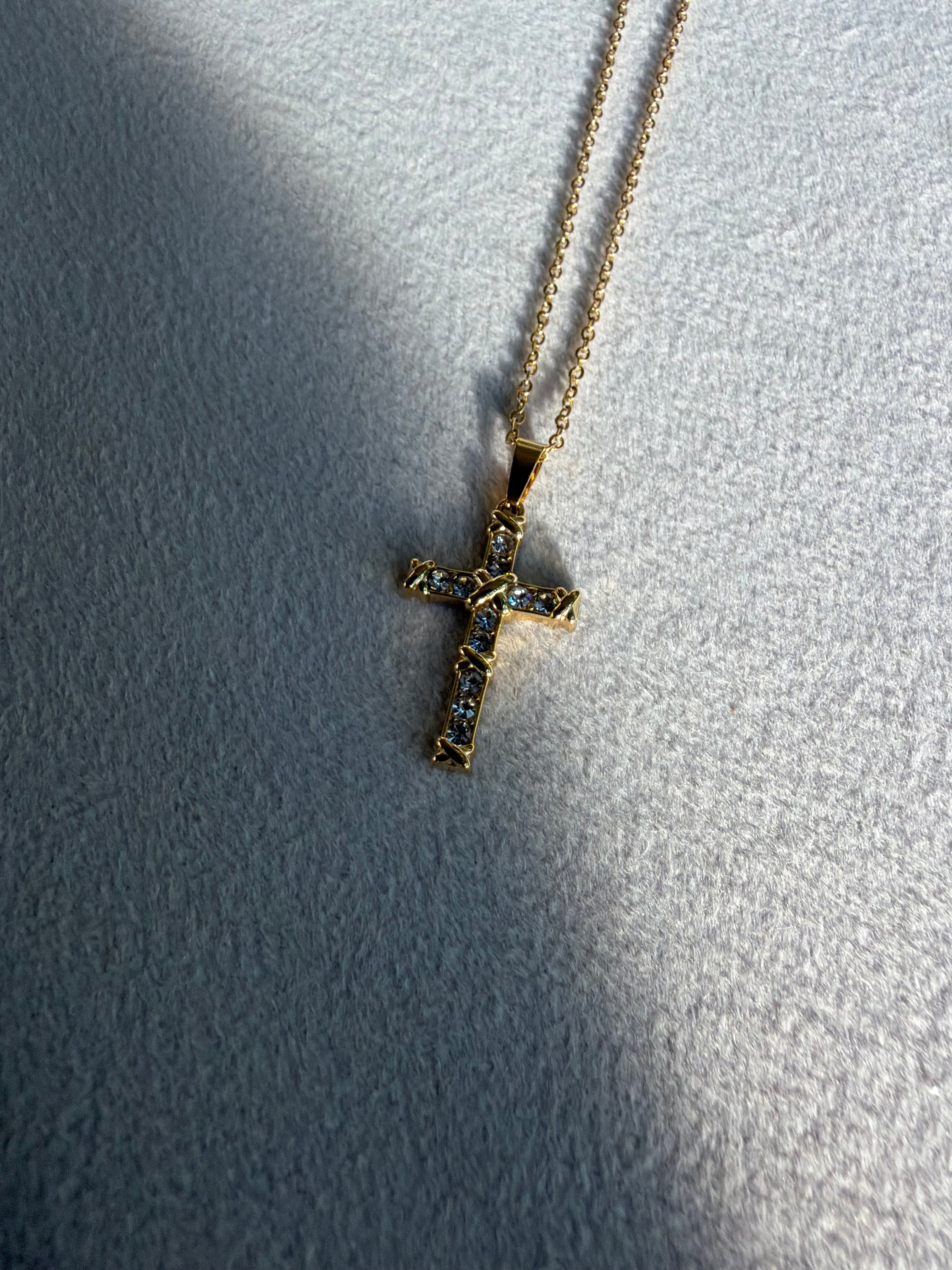 Crystal Pavé Cross Pendant Necklace