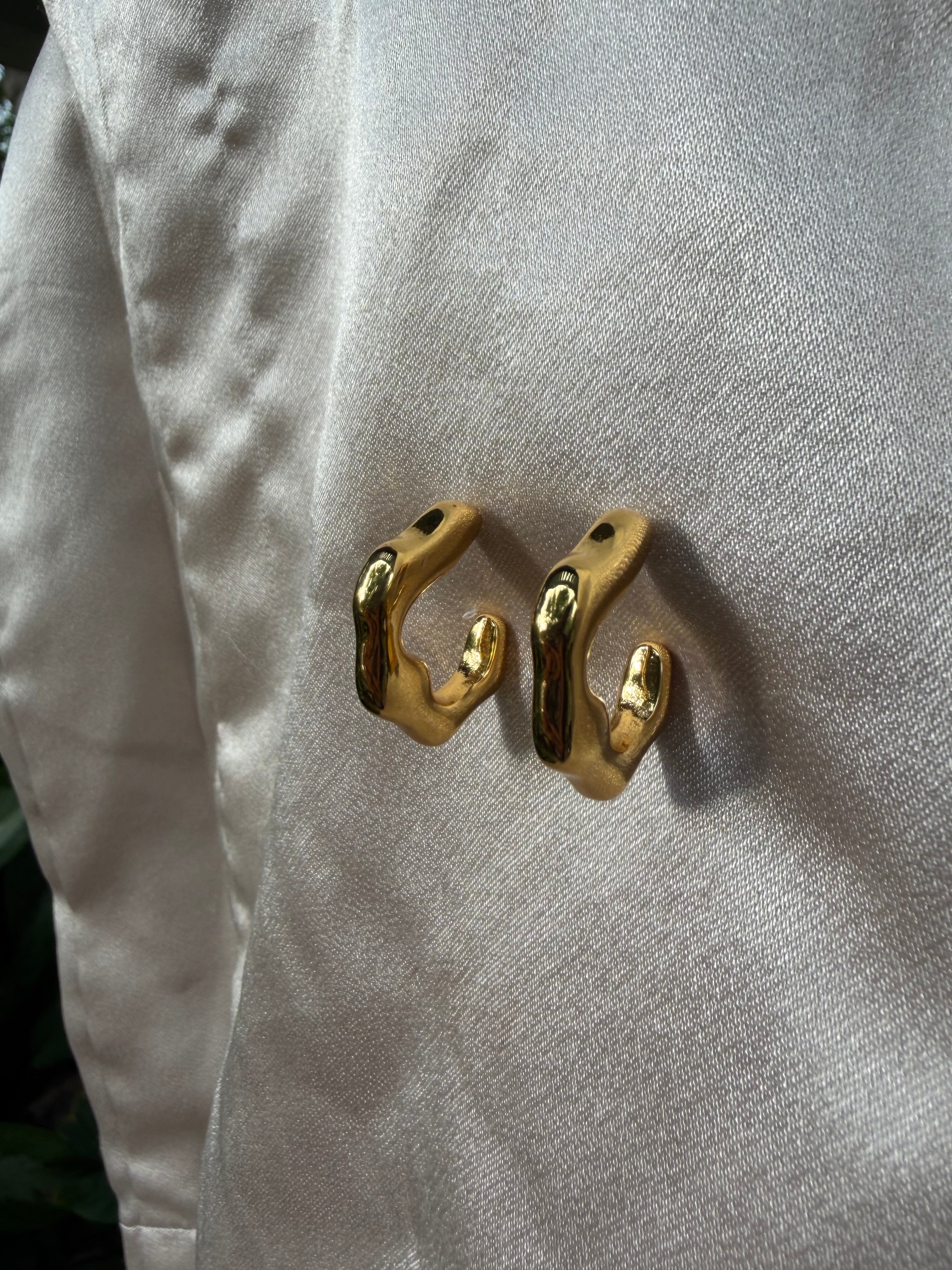 Molten Wave Hoop Earrings