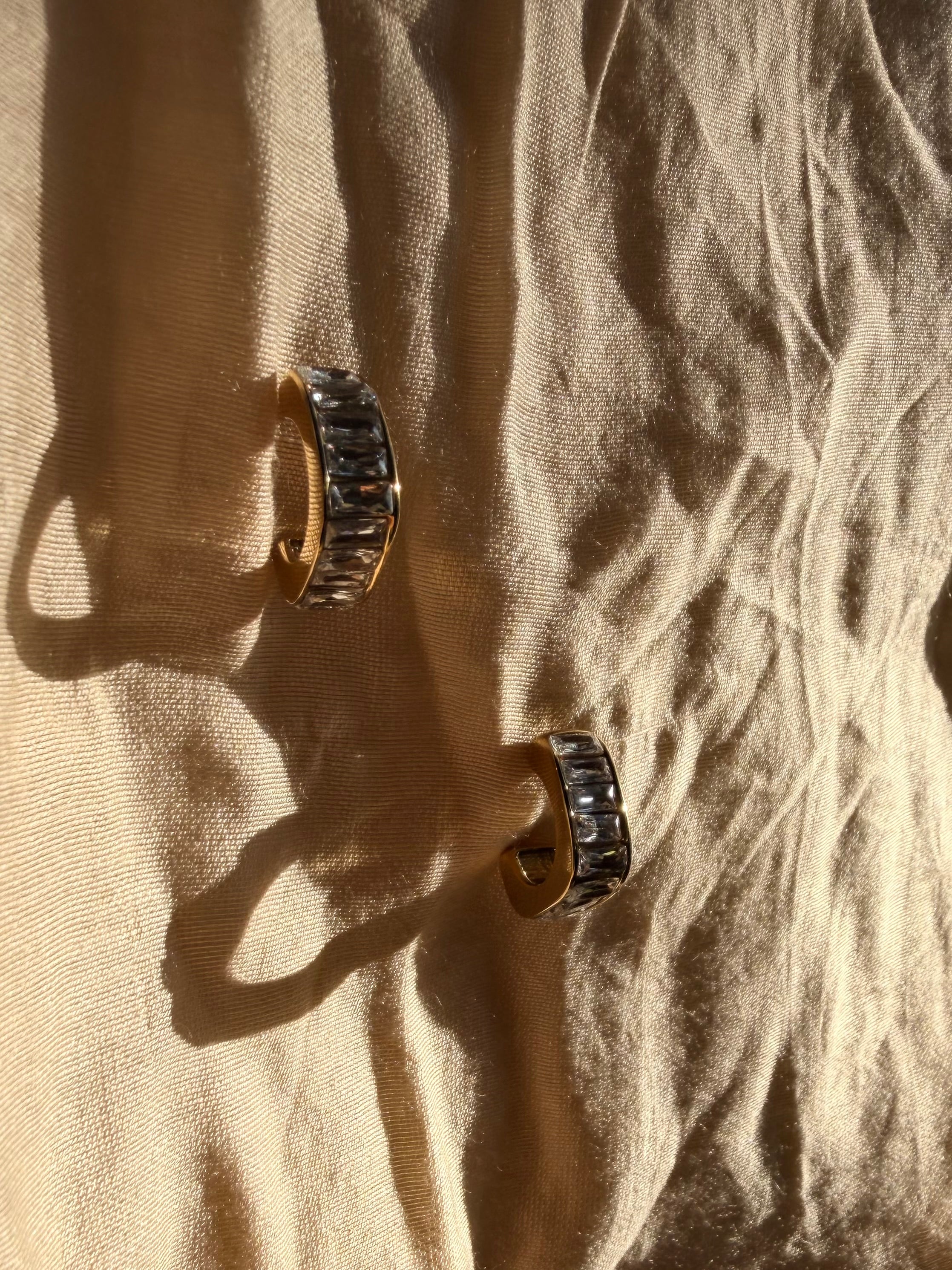 Baguette Crystal Hoop Earrings