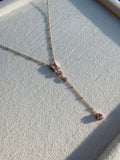 Pink Crystal Cascade Lariat Necklace