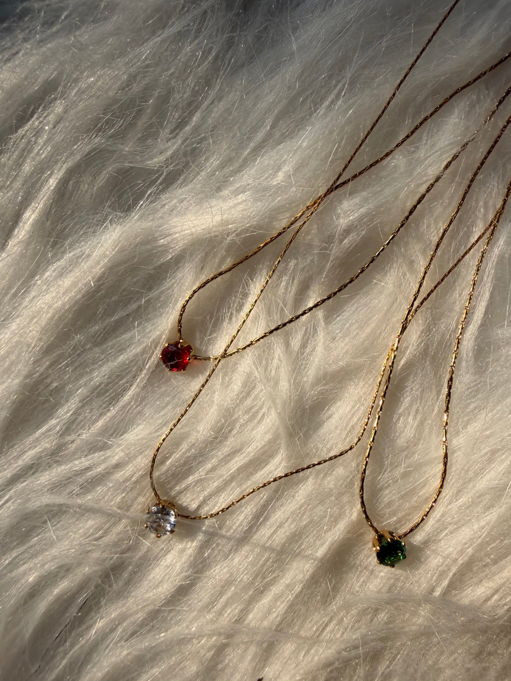 Dainty Red Solitaire neck chain