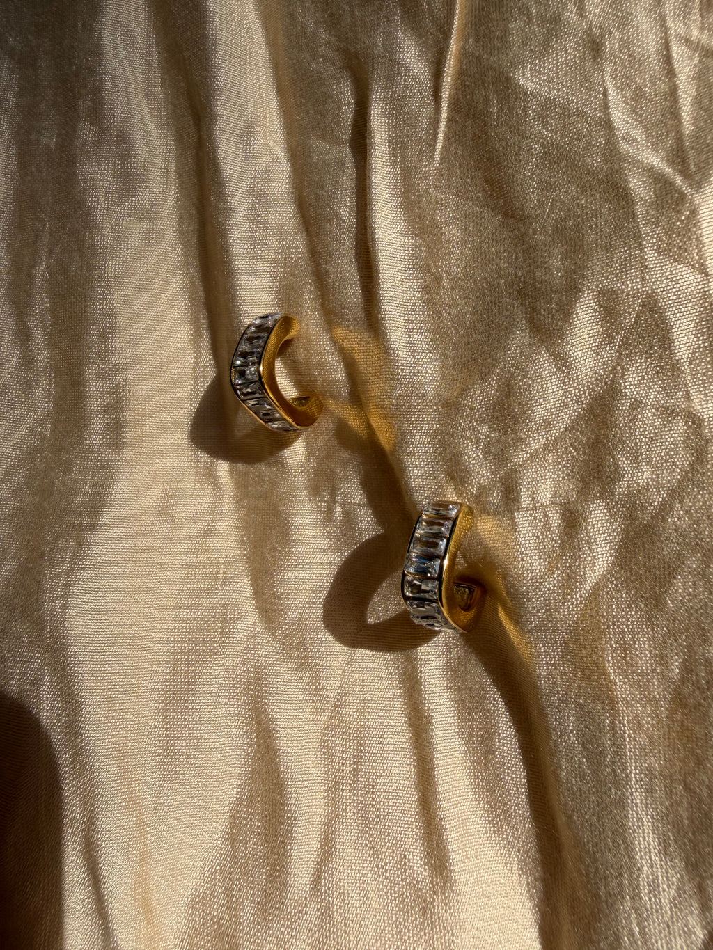 Baguette Crystal Hoop Earrings