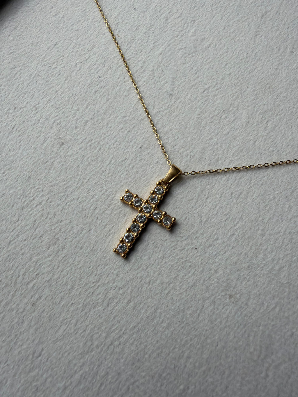 Gold Pavé Crystal Cross Pendant Necklace