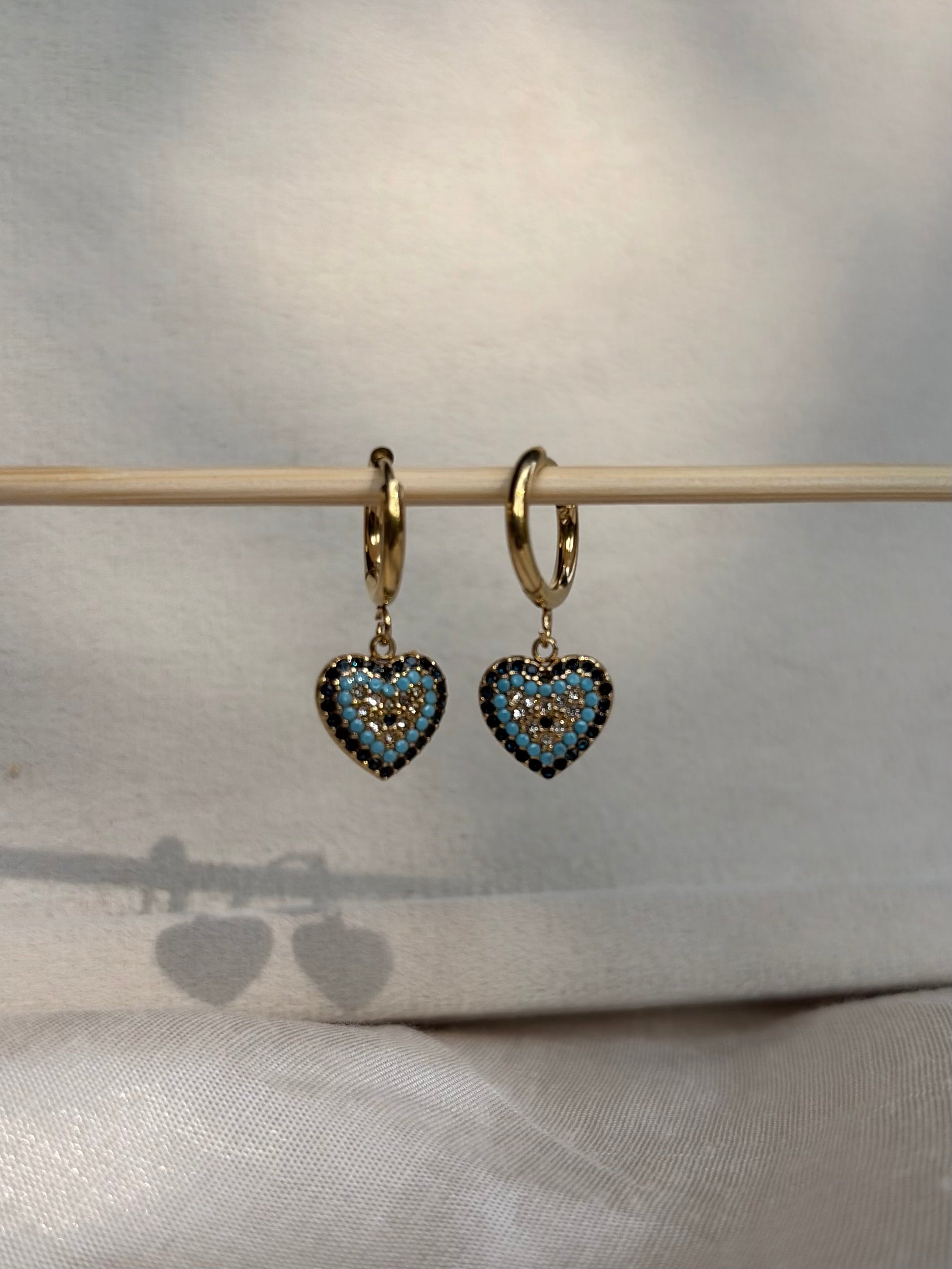 Evil Eye Heart Huggie Earrings