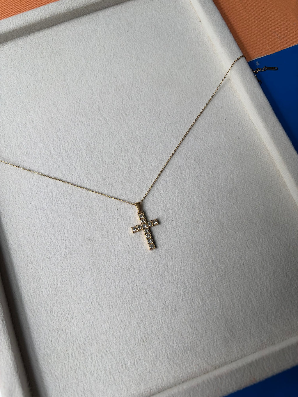 Gold Pavé Crystal Cross Pendant Necklace
