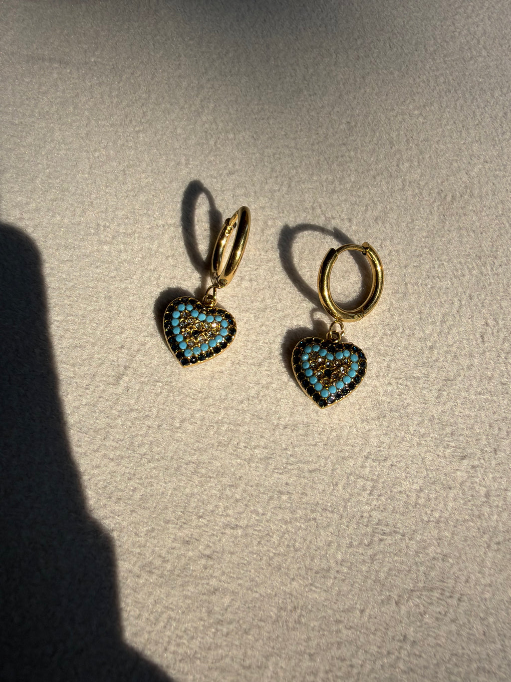 Evil Eye Heart Huggie Earrings