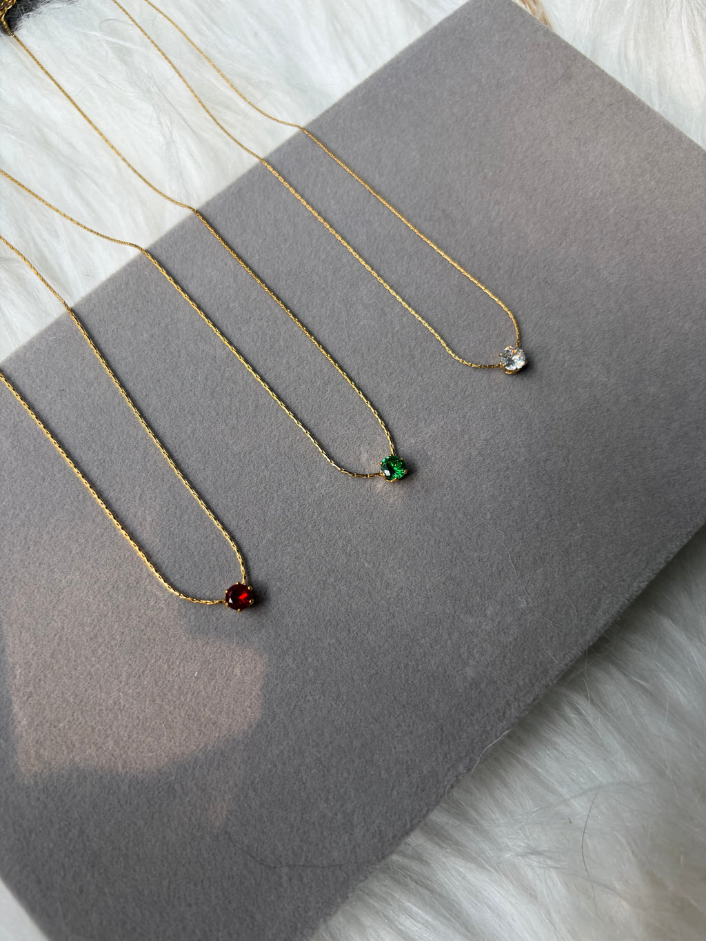 Dainty Red Solitaire neck chain
