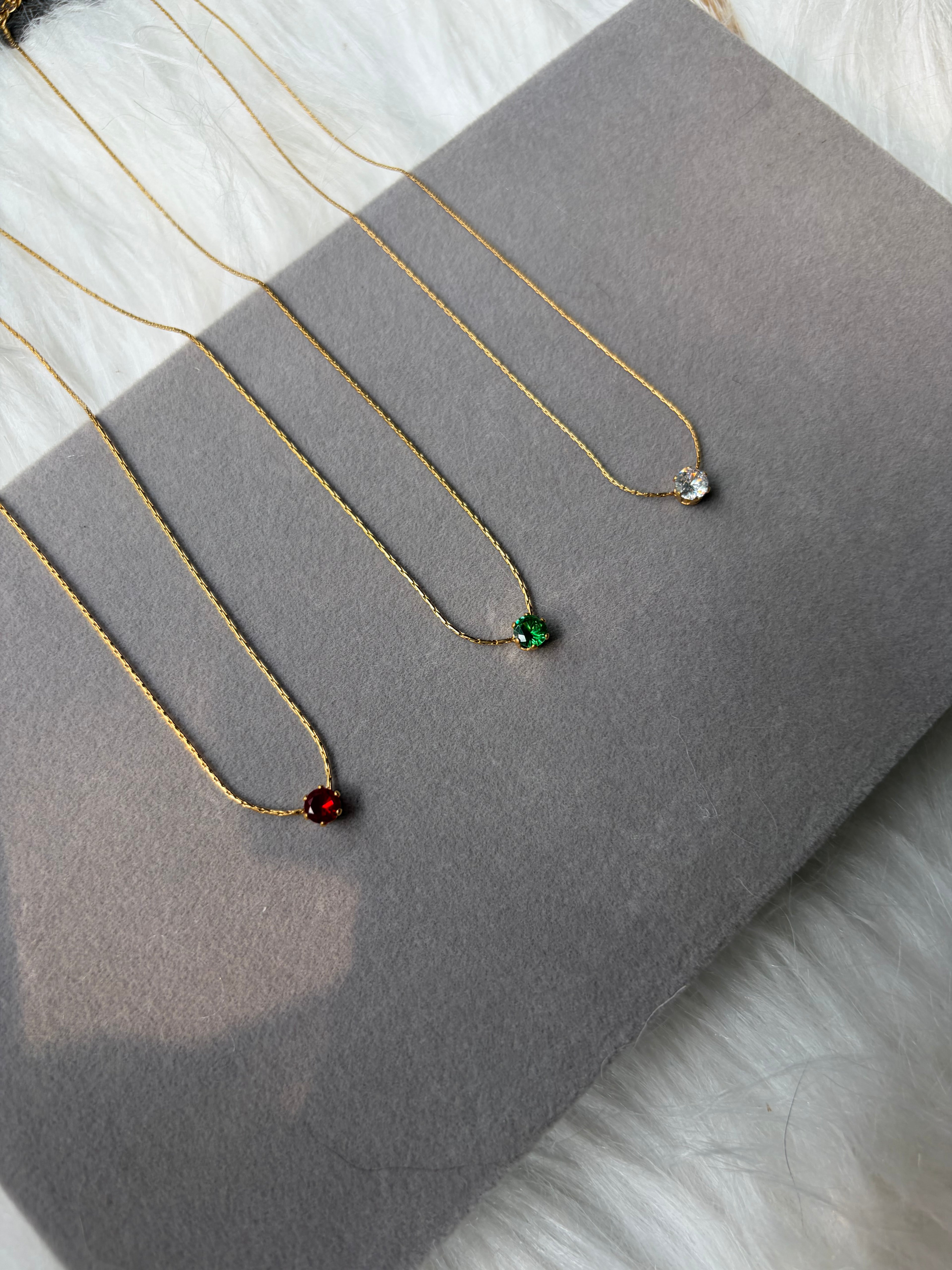 Dainty Red Solitaire neck chain
