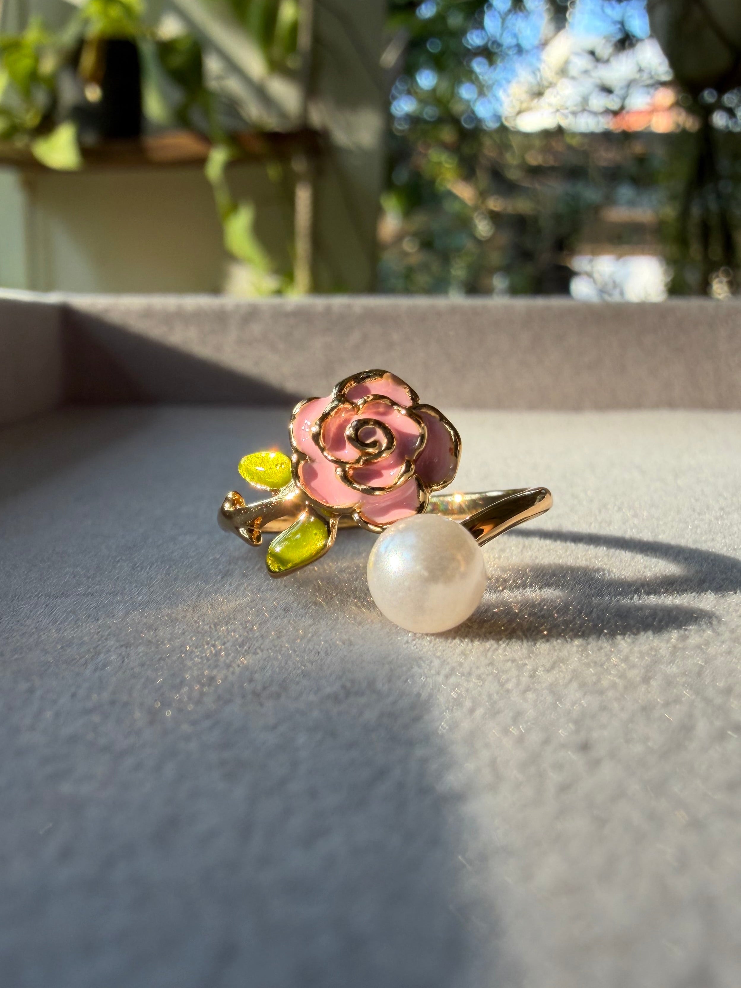 Pink Rose Adjustable Ring