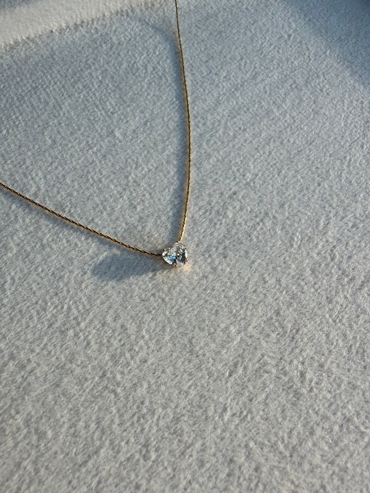 Crystal Heart Solitaire Necklace