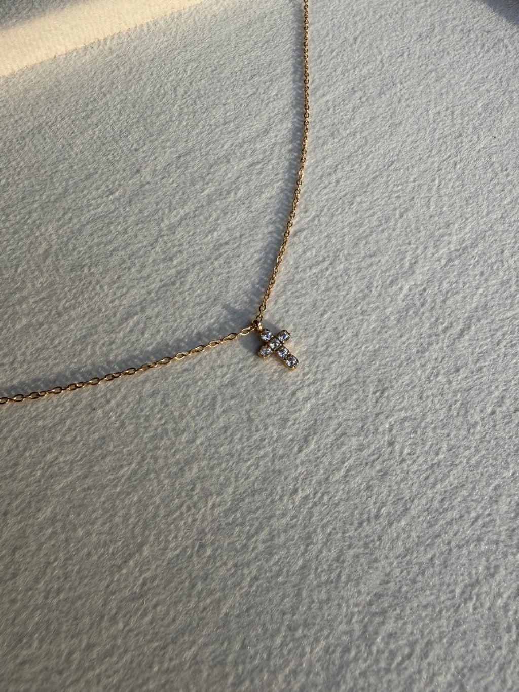 Mini Crystal Cross Pendant Necklace