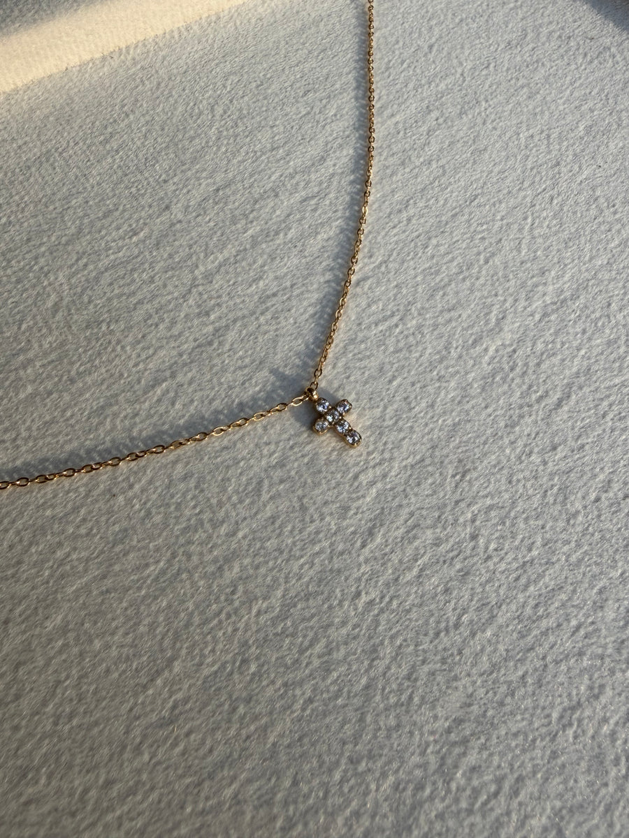 Mini Crystal Cross Pendant Necklace
