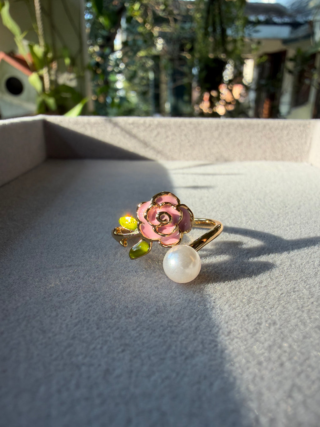 Pink Rose Adjustable Ring