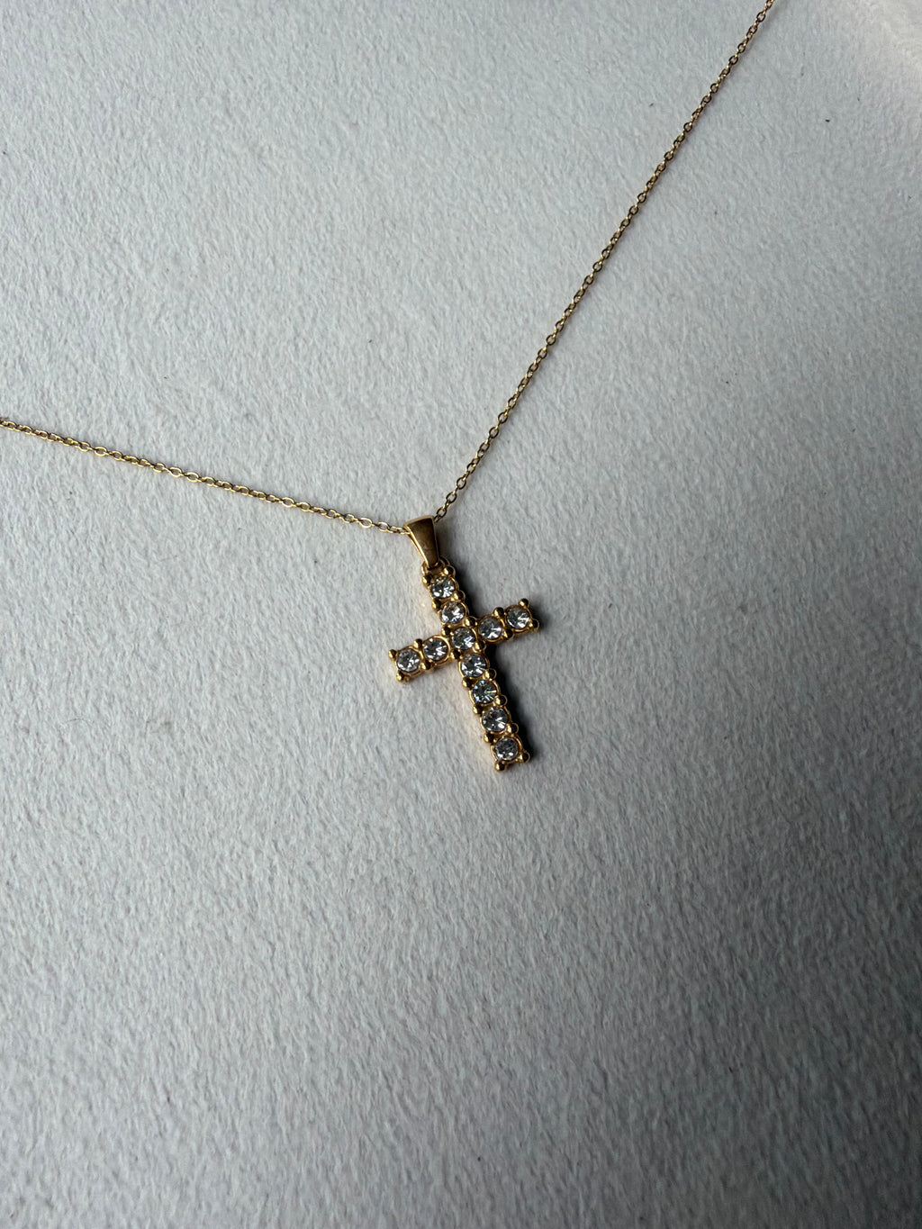 Gold Pavé Crystal Cross Pendant Necklace
