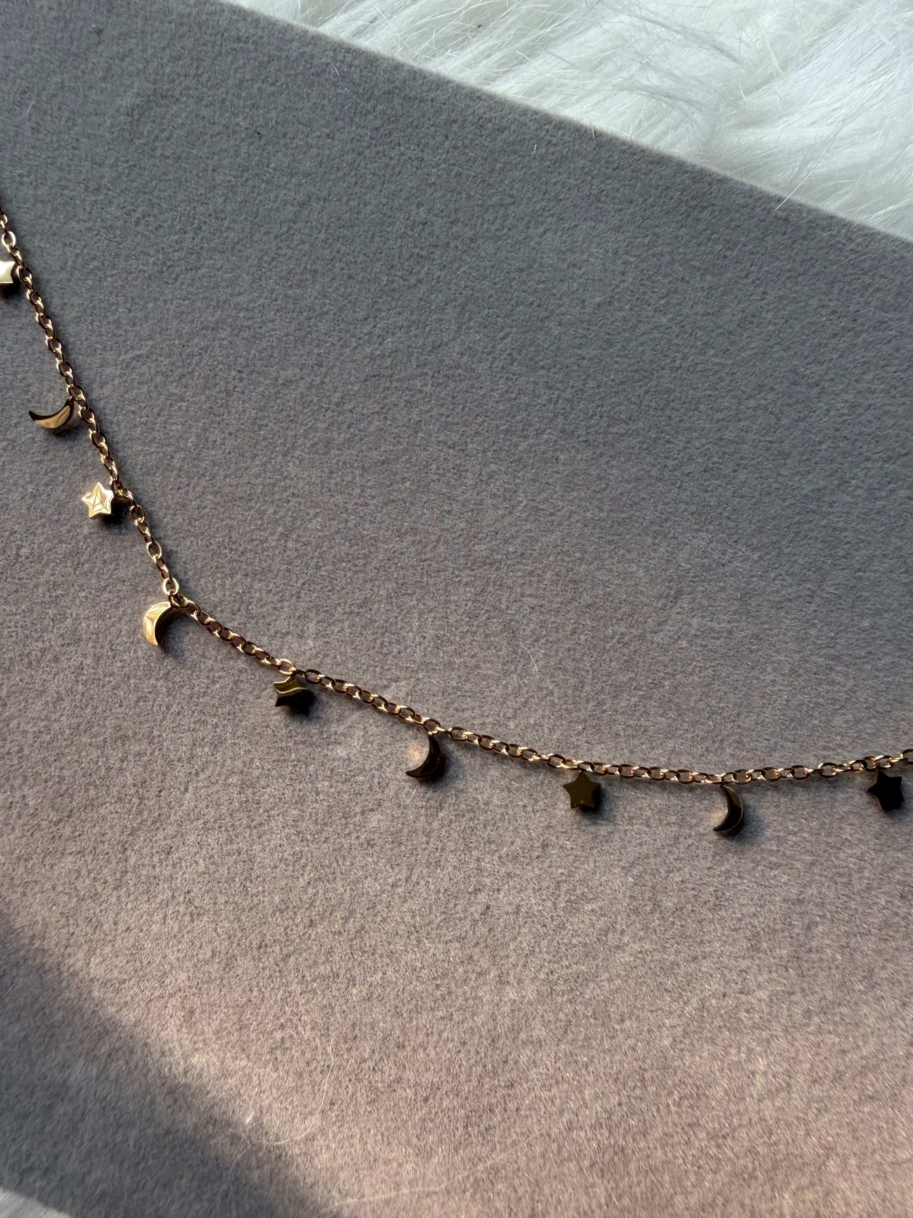 Moon & Star Charms Neck Chain