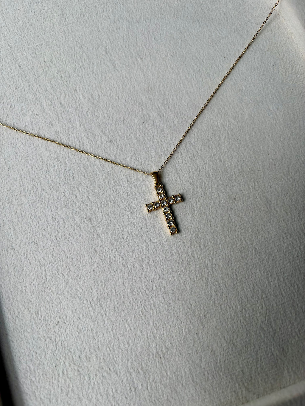 Gold Pavé Crystal Cross Pendant Necklace