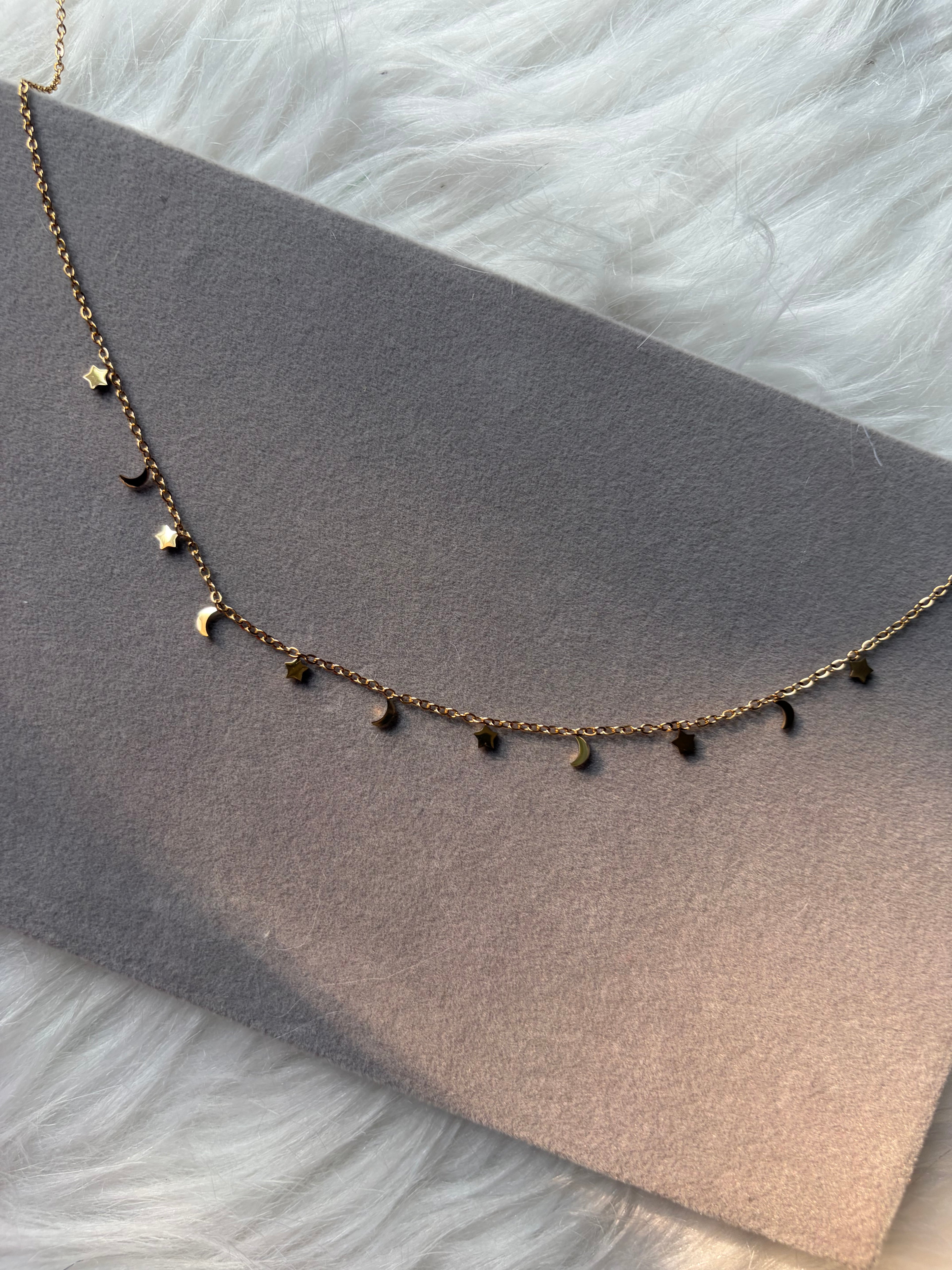 Moon & Star Charms Neck Chain