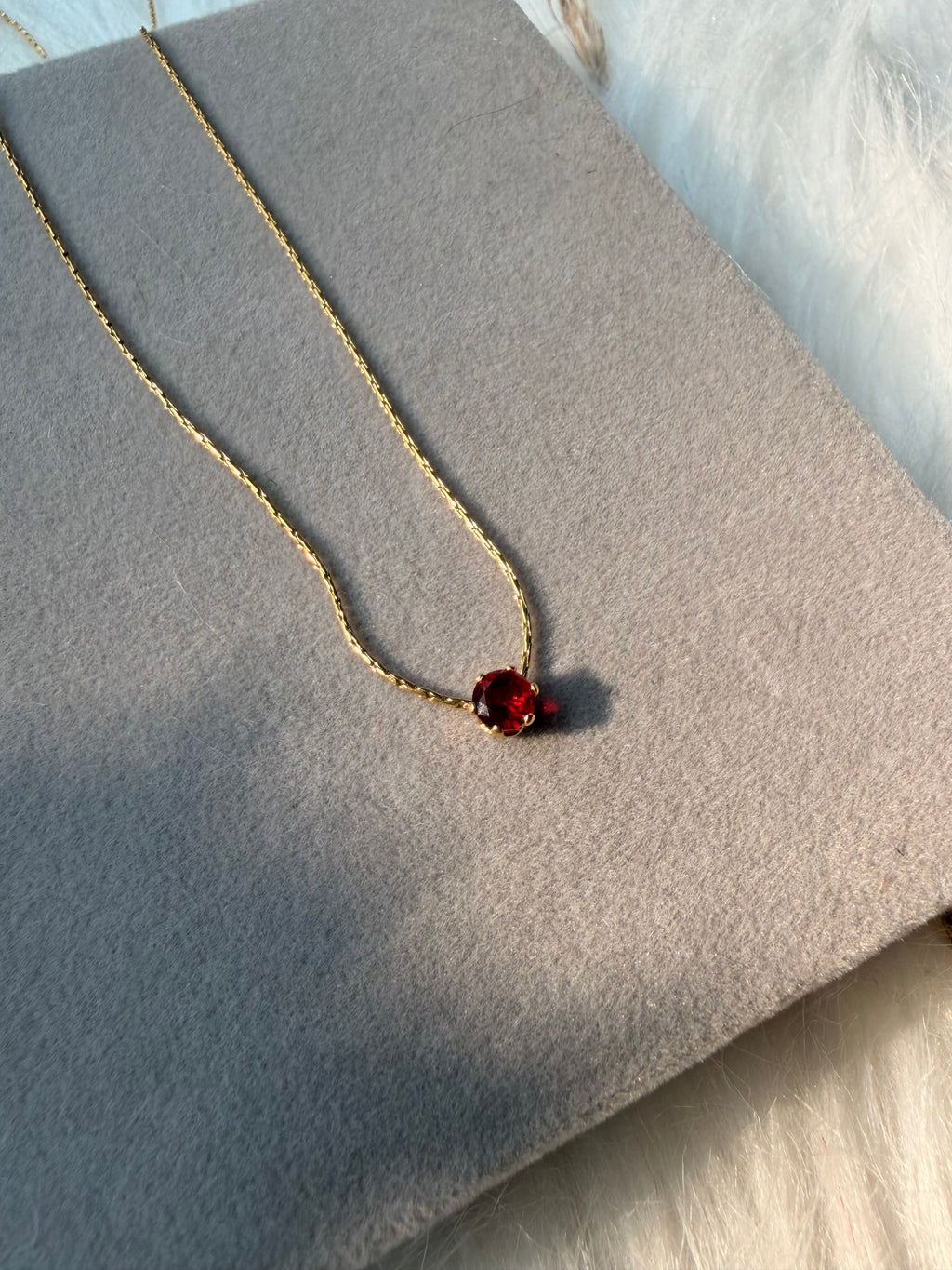 Dainty Red Solitaire neck chain