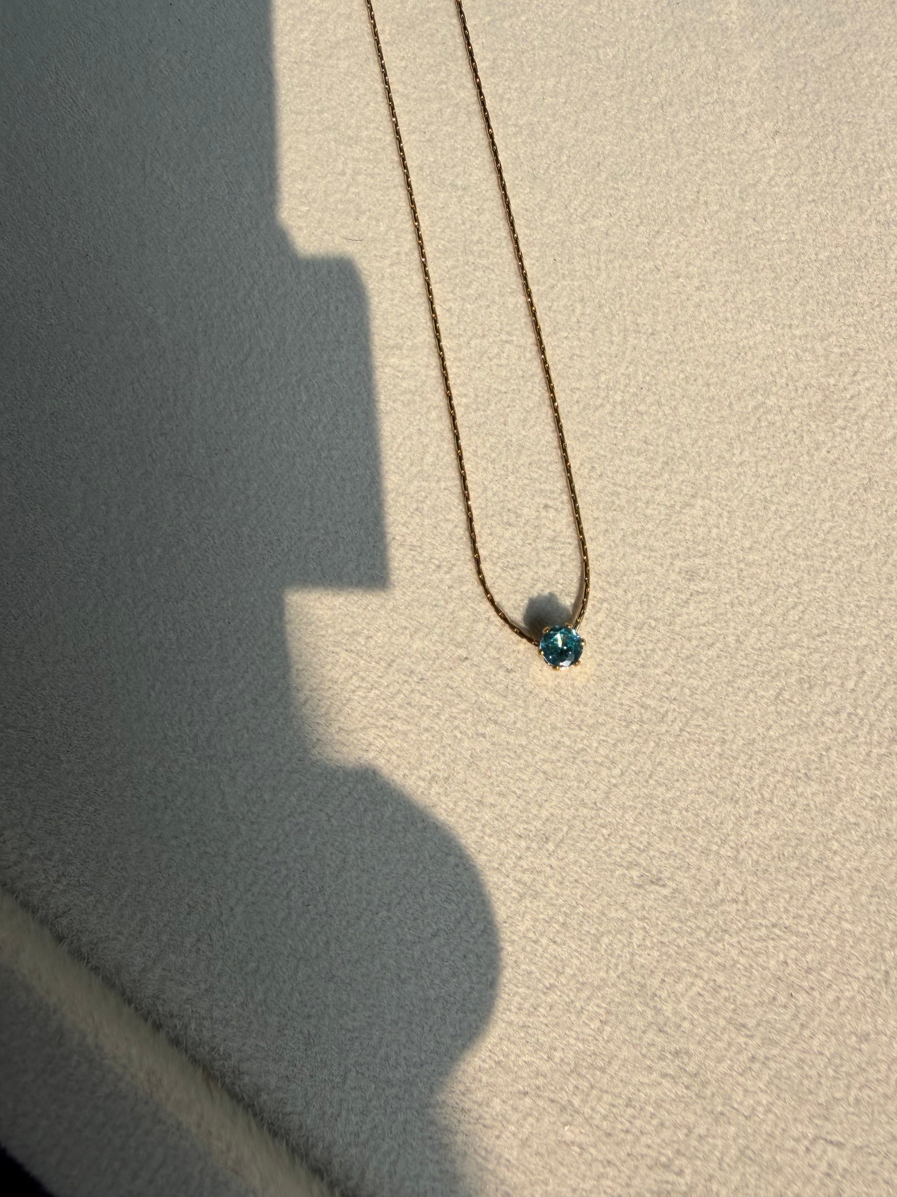 Dainty Blue Solitaire Neckchain