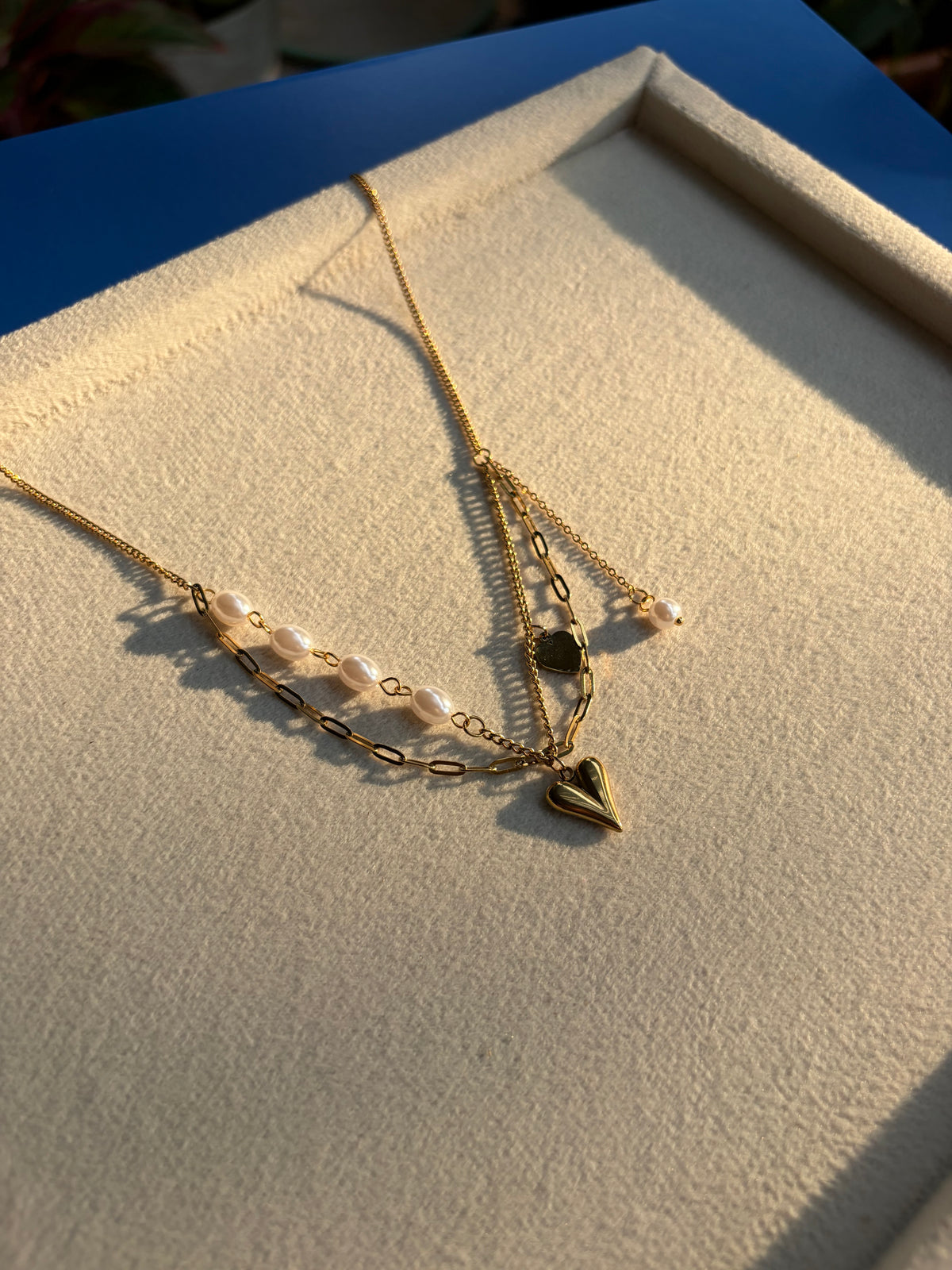 Pearl & Heart Double Layer Necklace