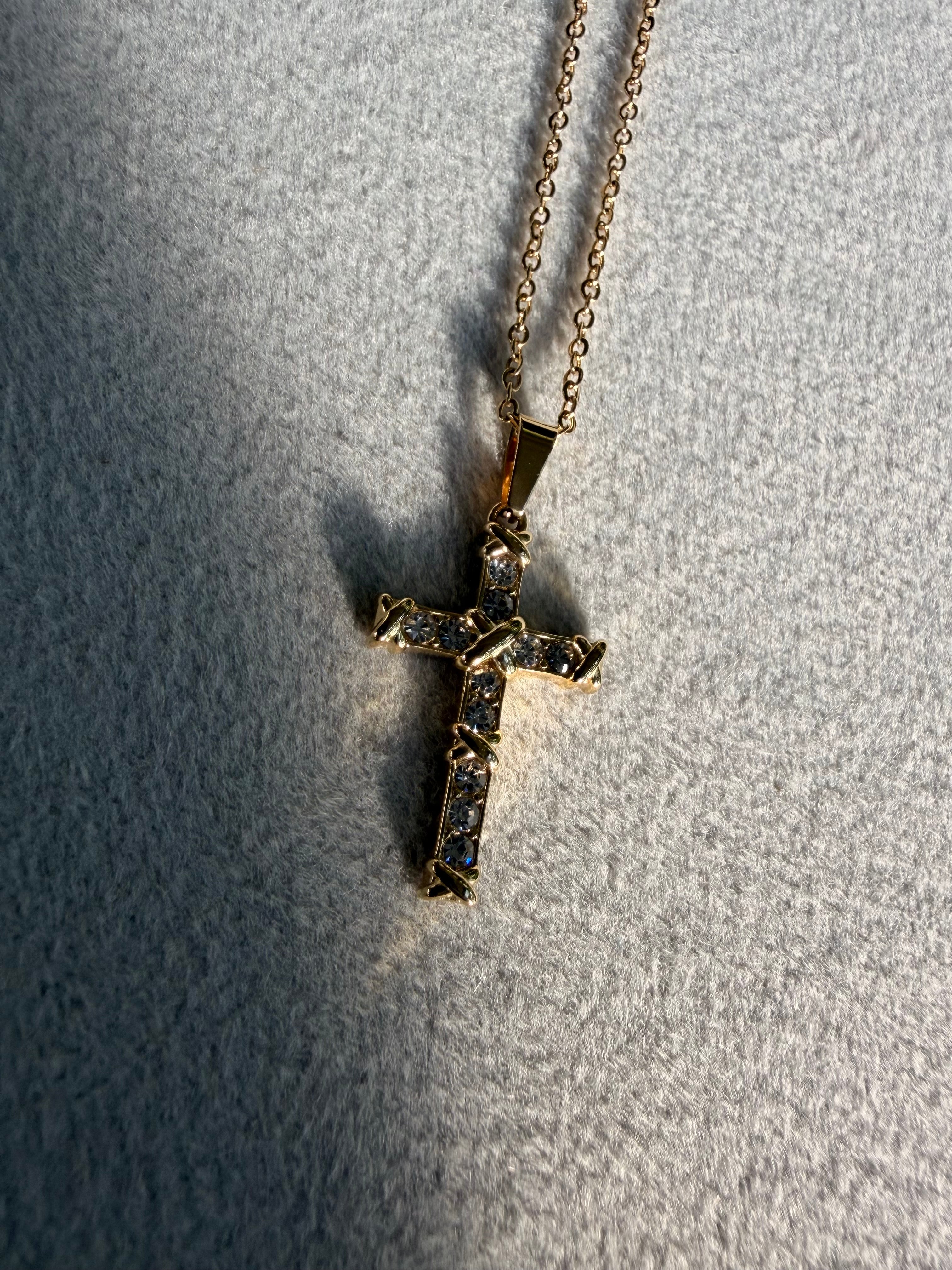 Crystal Pavé Cross Pendant Necklace
