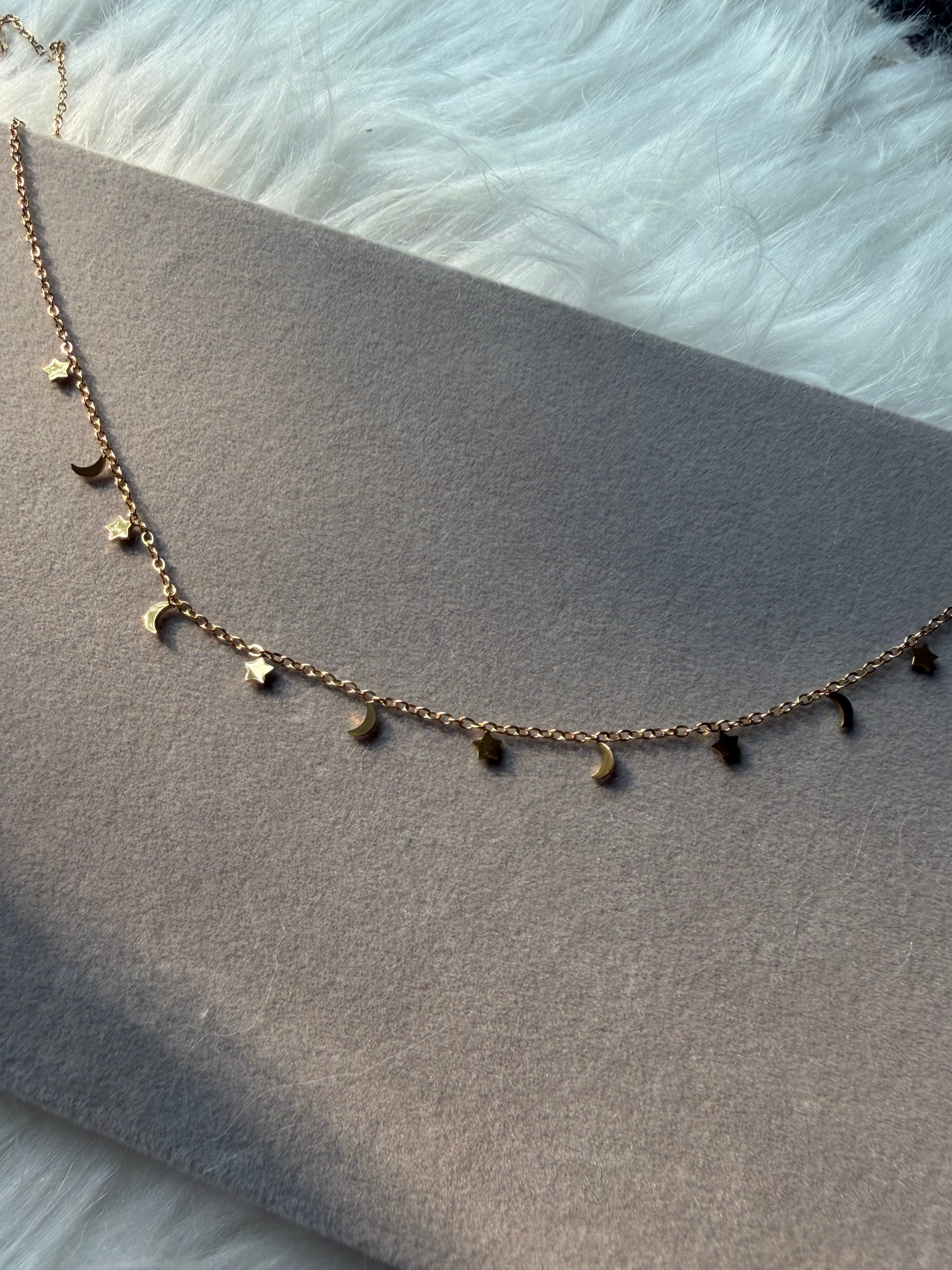 Moon & Star Charms Neck Chain