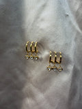 Triple Heart Crystal Drop Huggie Earrings