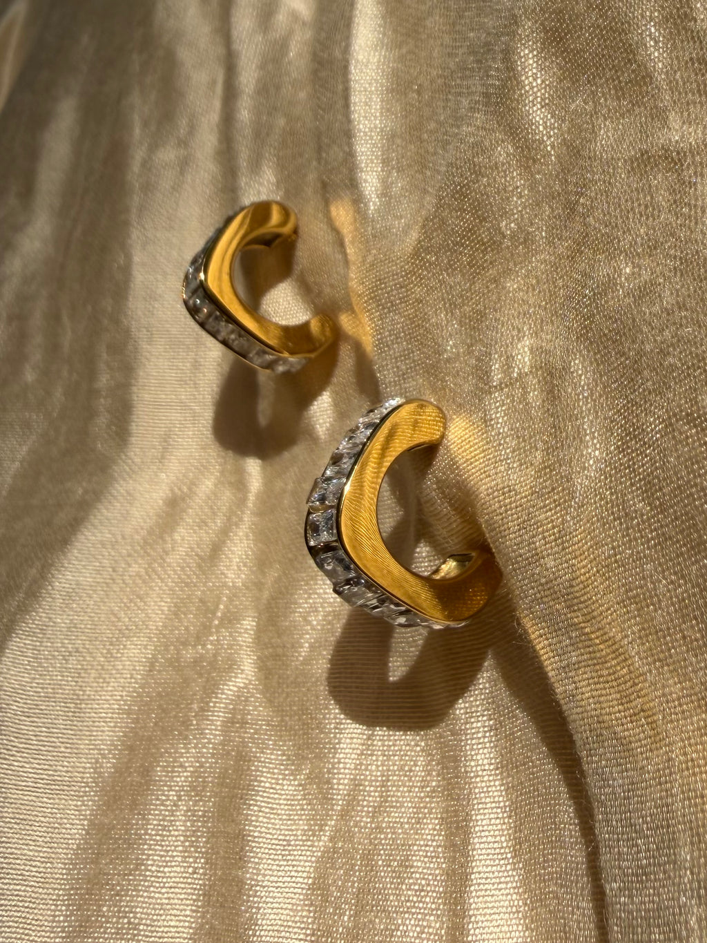 Baguette Crystal Hoop Earrings