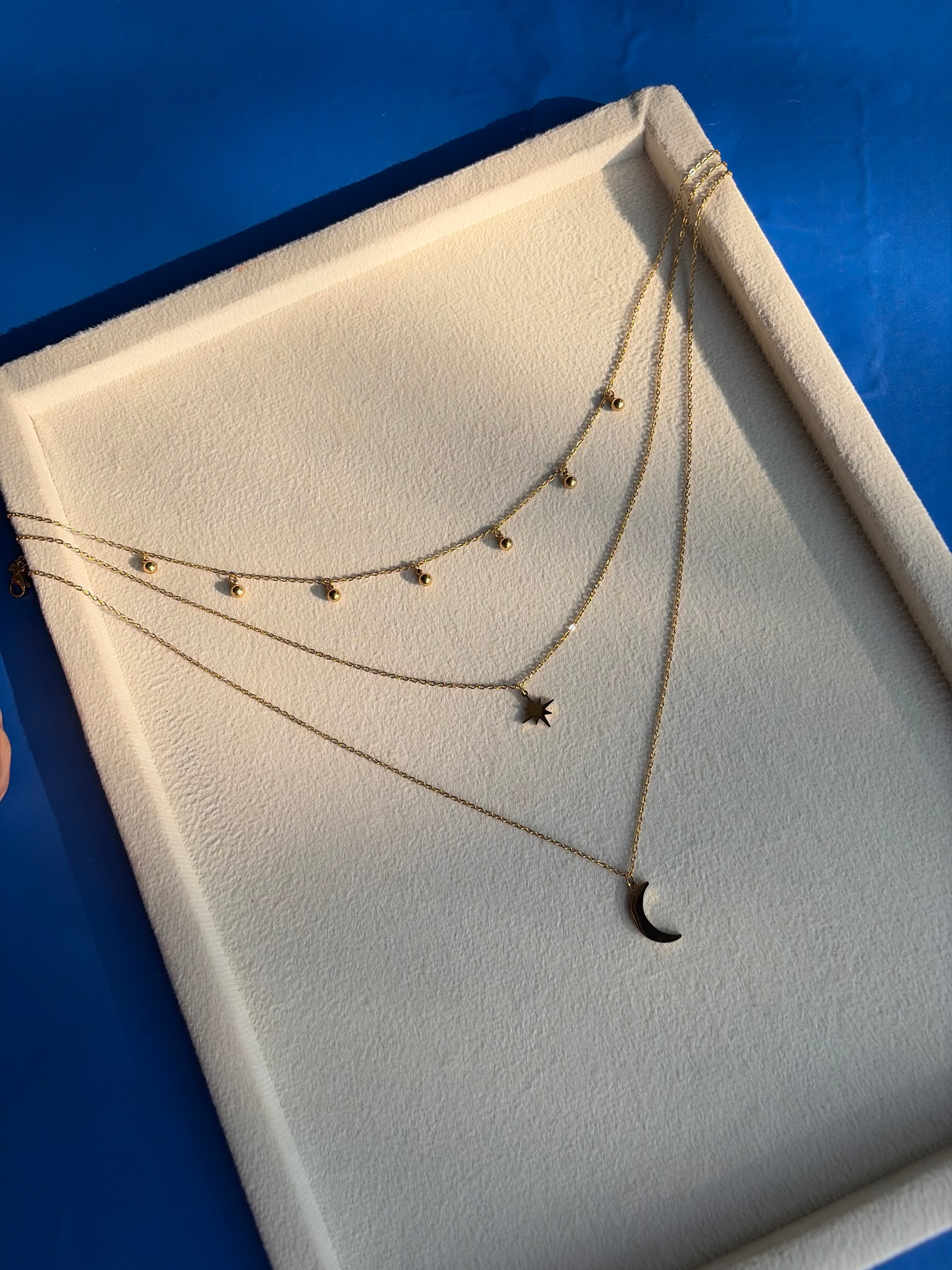 Celestial 3 layered neck chain