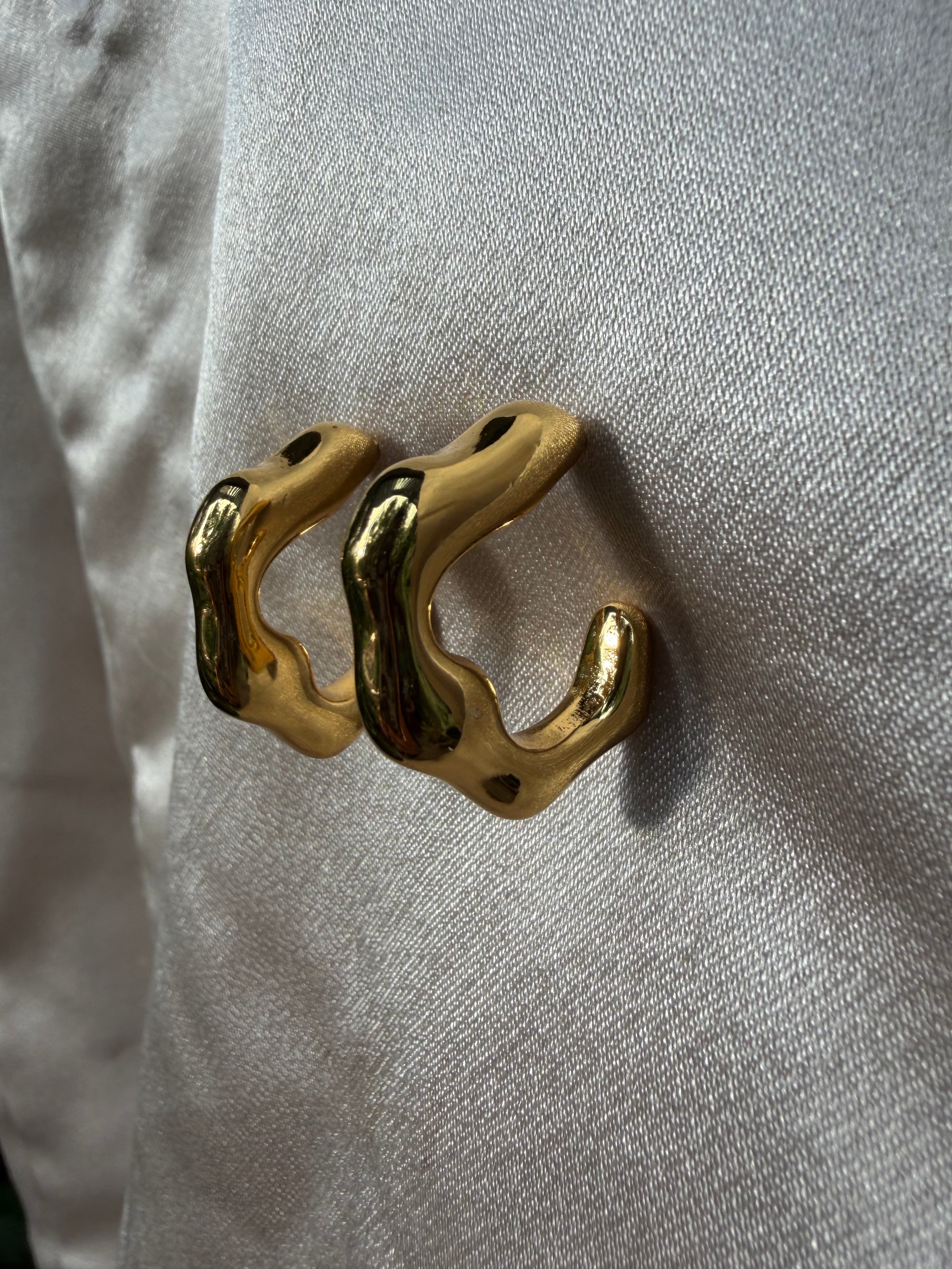 Molten Wave Hoop Earrings
