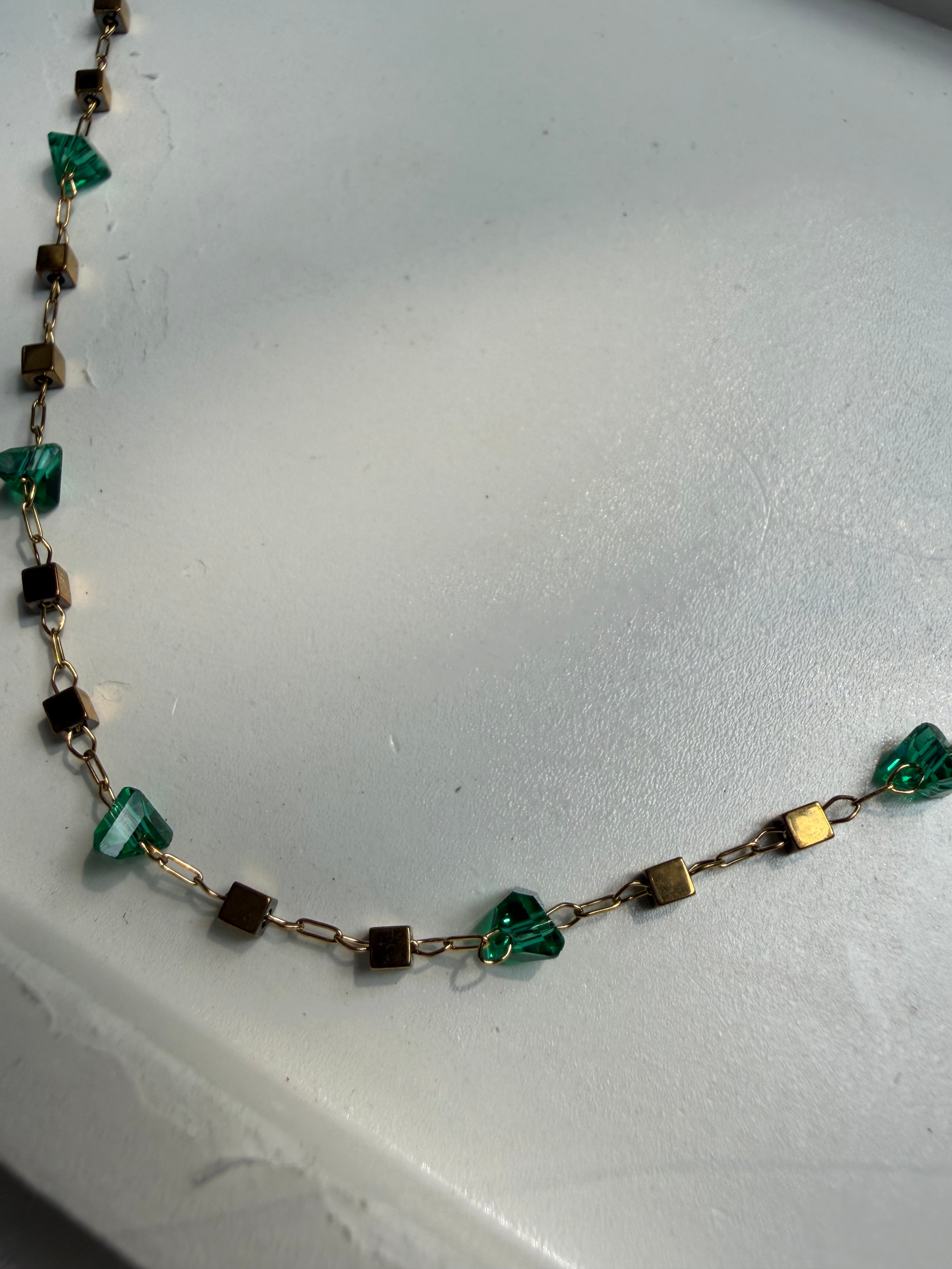 Dainty Emerald Stone Chain