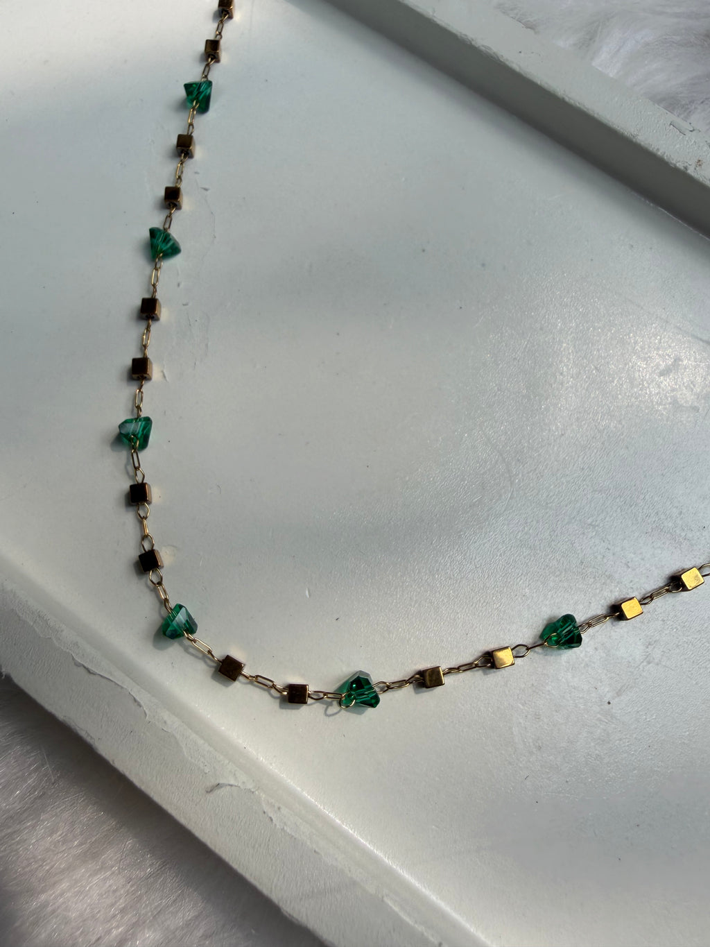 Dainty Emerald Stone Chain