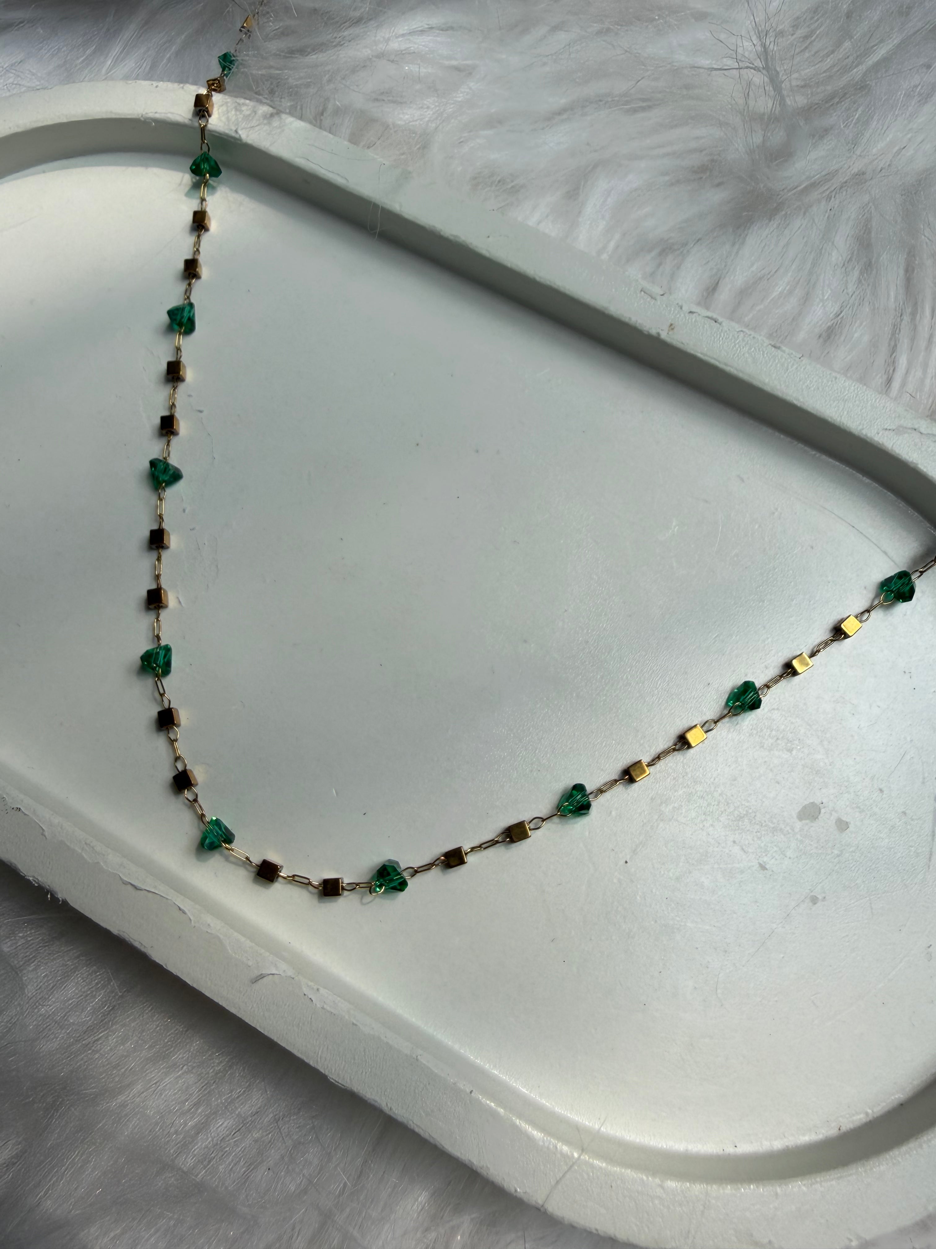 Dainty Emerald Stone Chain