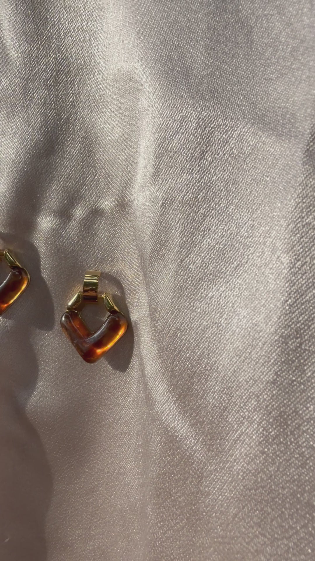 Amber Resin Square Drop Huggie Earrings