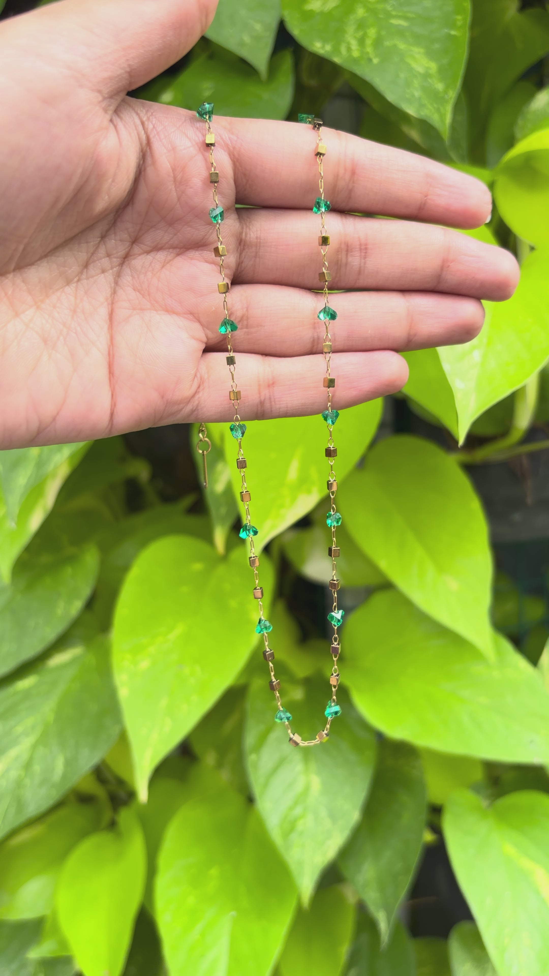 Dainty Emerald Stone Chain