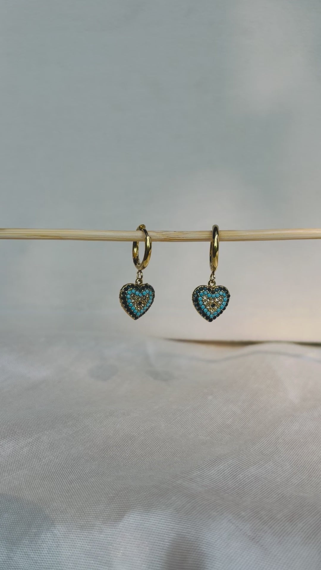 Evil Eye Heart Huggie Earrings