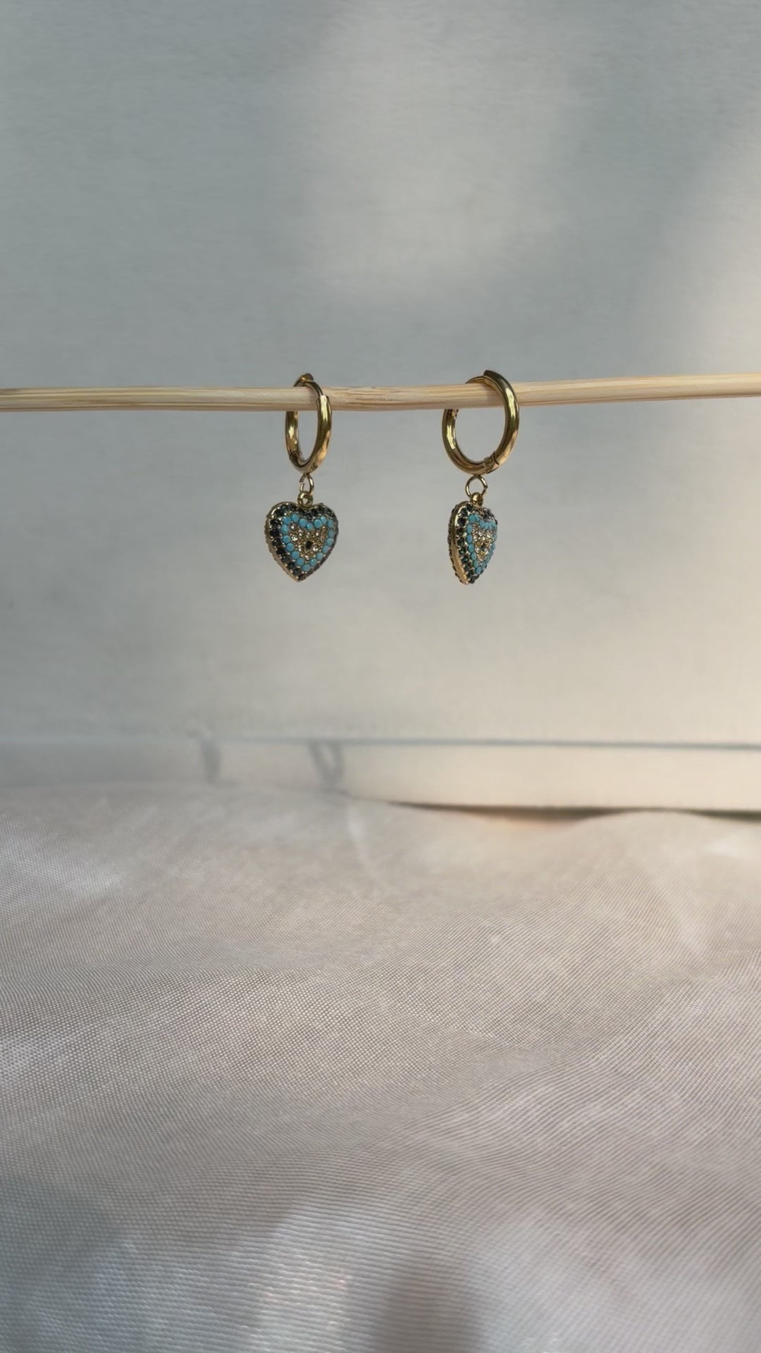 Evil Eye Heart Huggie Earrings