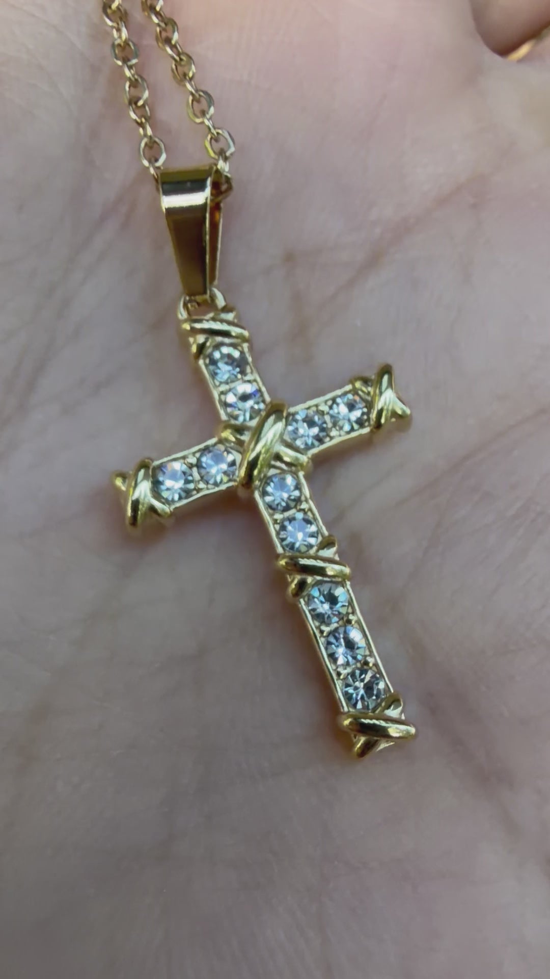 Crystal Pavé Cross Pendant Necklace