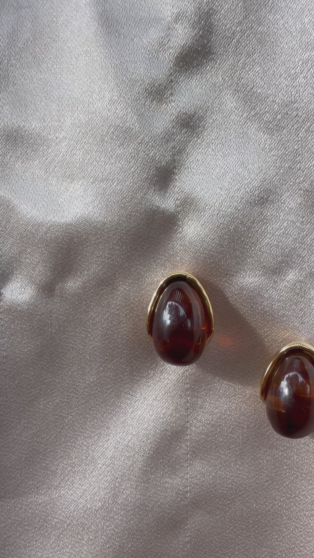 Amber Resin Teardrop Stud Earrings