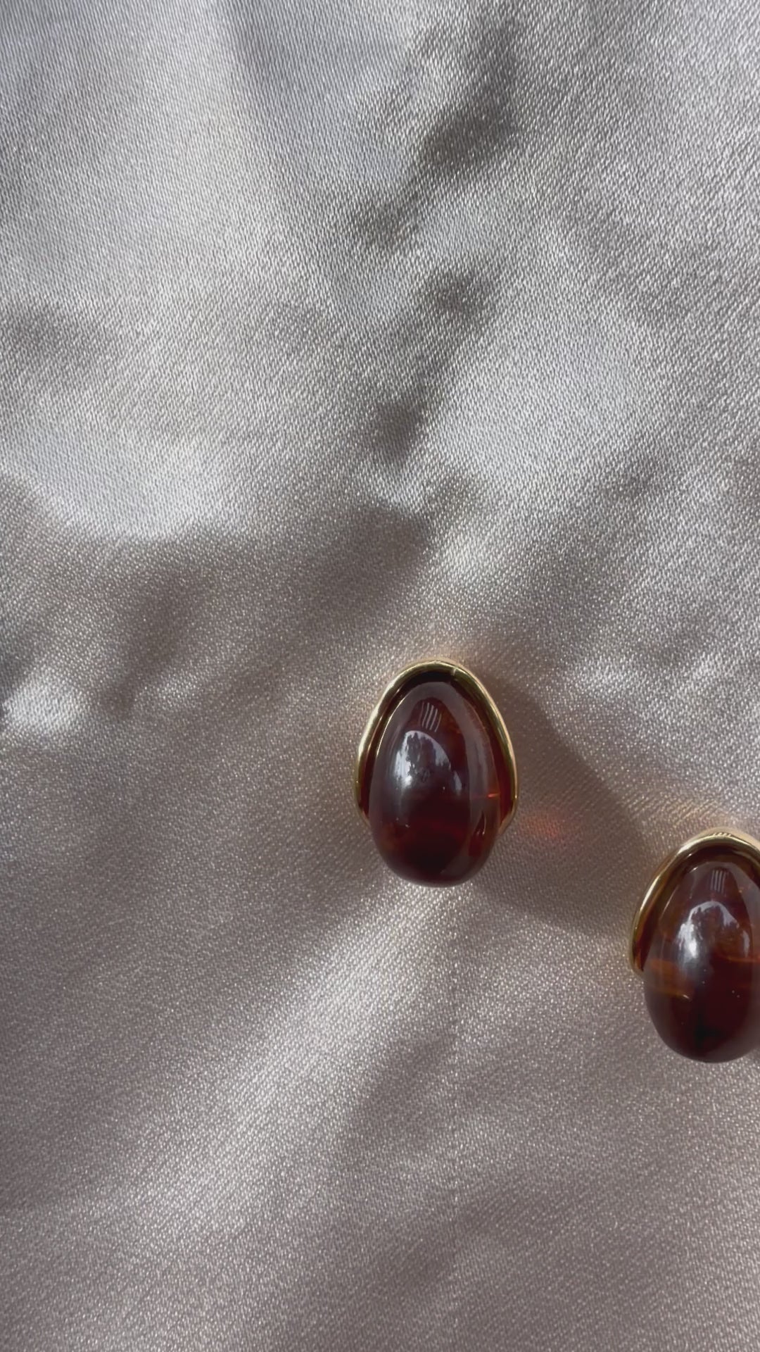 Amber Resin Teardrop Stud Earrings